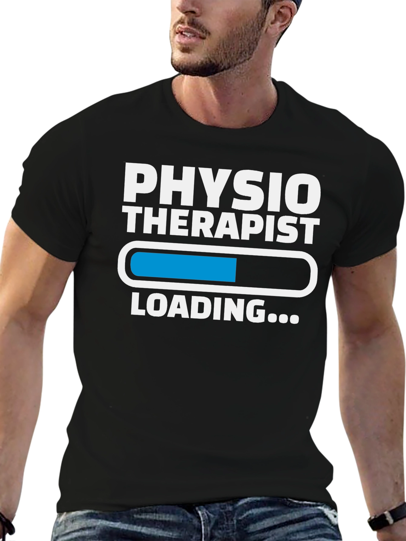 Black Physio Therapist Loading Graphic T-Shirt view 6