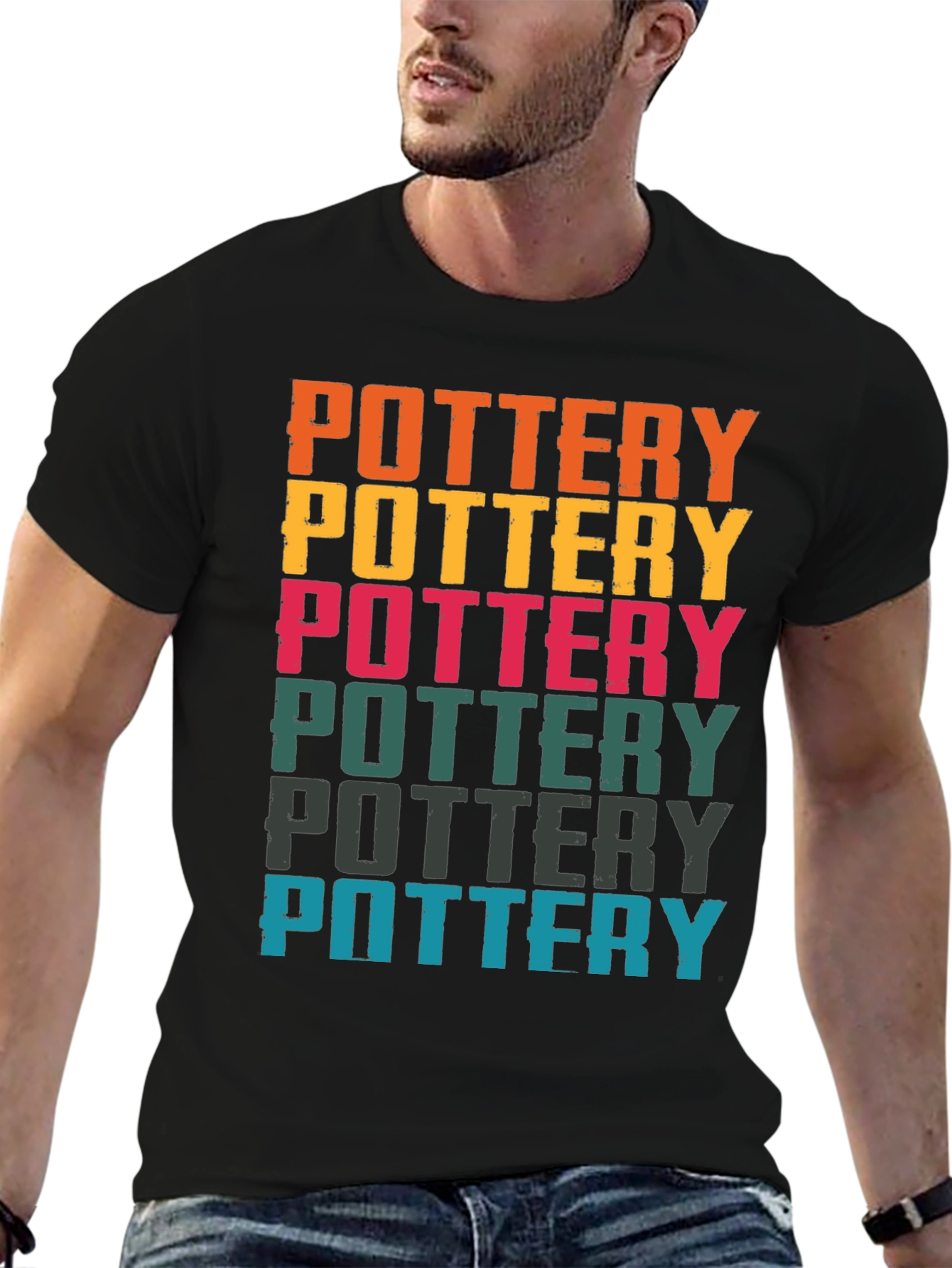 Black Retro Pottery T-Shirt | Colorful Potter Tee view 6