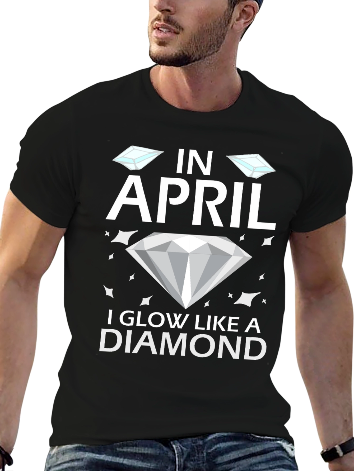 Black In April I Glow Like A Diamond T-Shirt view 6