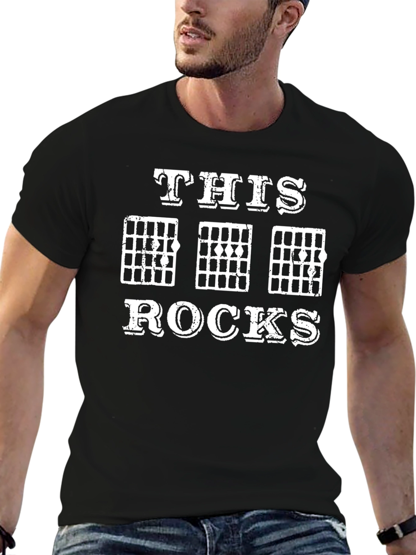 Black This Rocks Guitar Chord T-Shirt - Music Lover Tee view 6