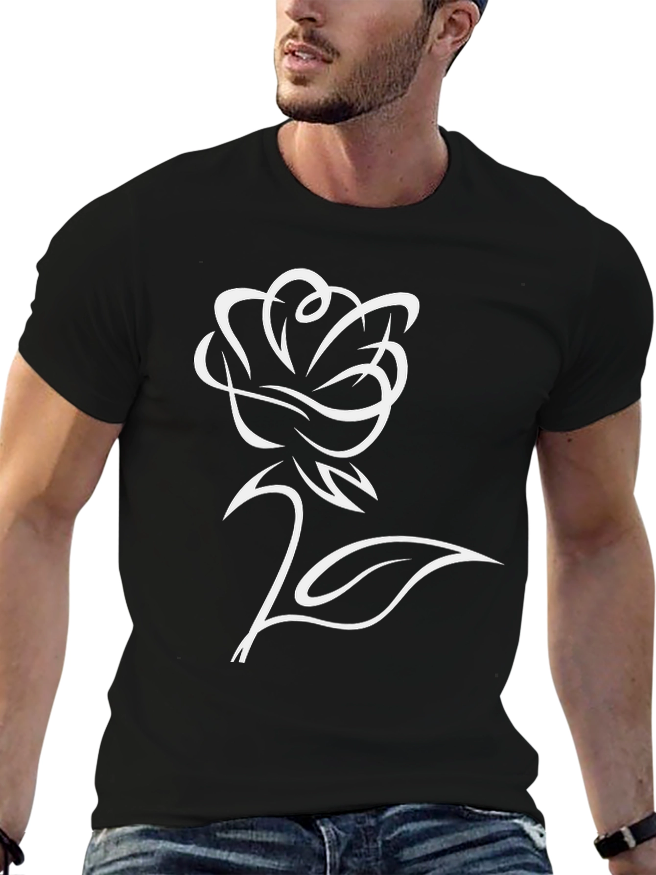 Black Black Rose Graphic Tee - Stylish Men's T-Shirt view 6