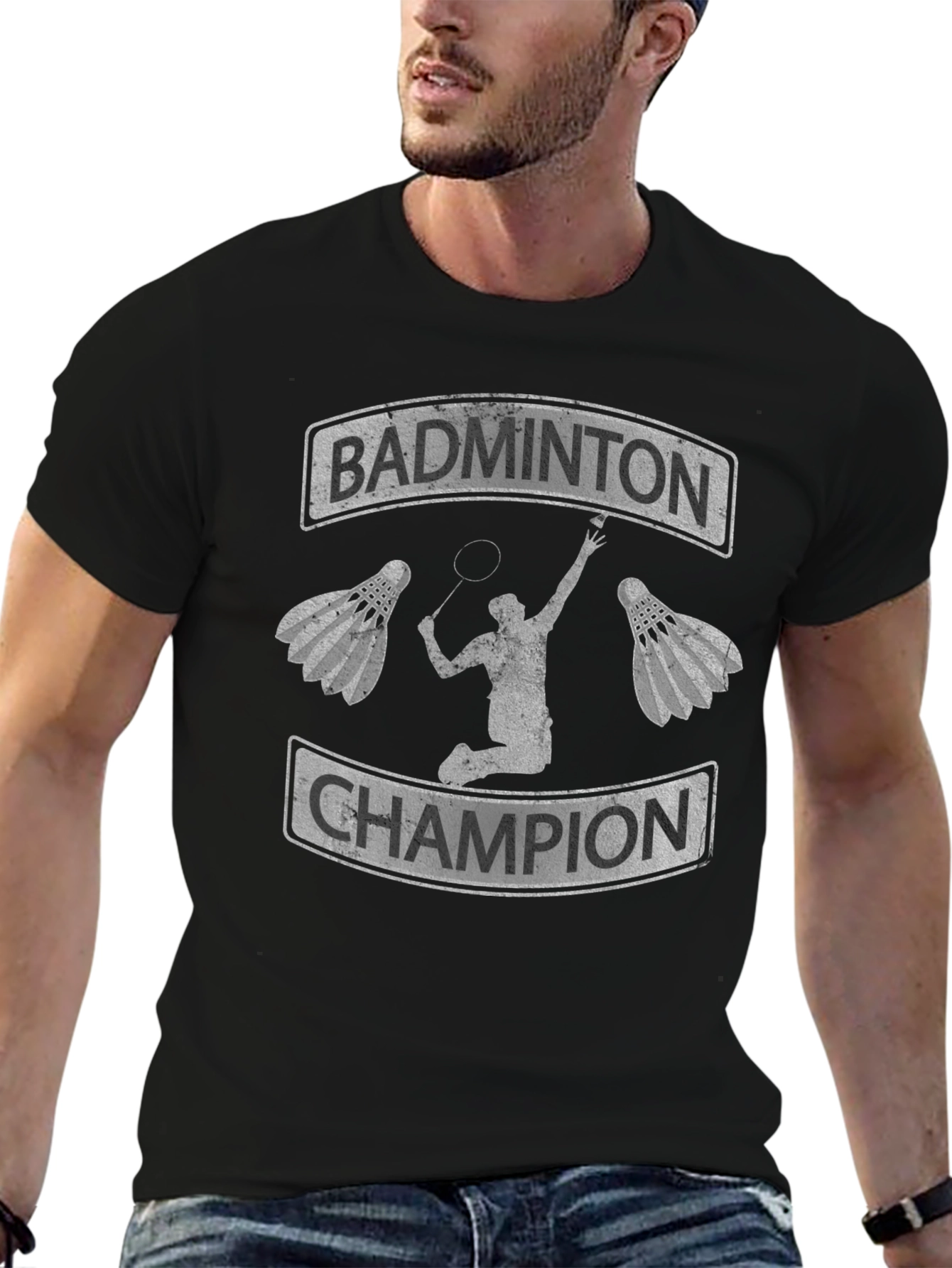 Black Badminton Champion Graphic Tee view 6