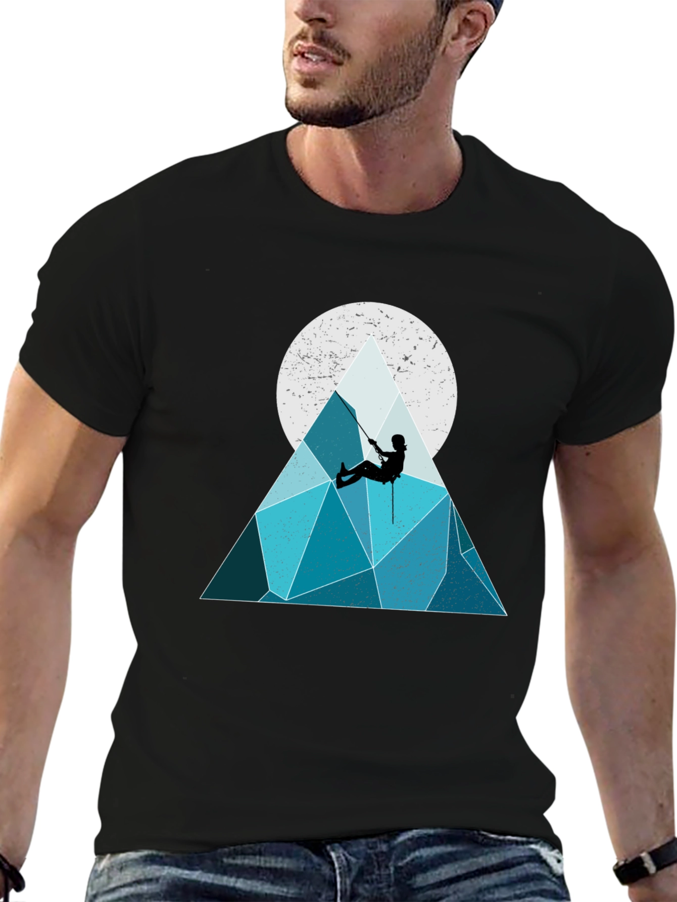 Black Geometric Mountain Climber Graphic Tee view 6