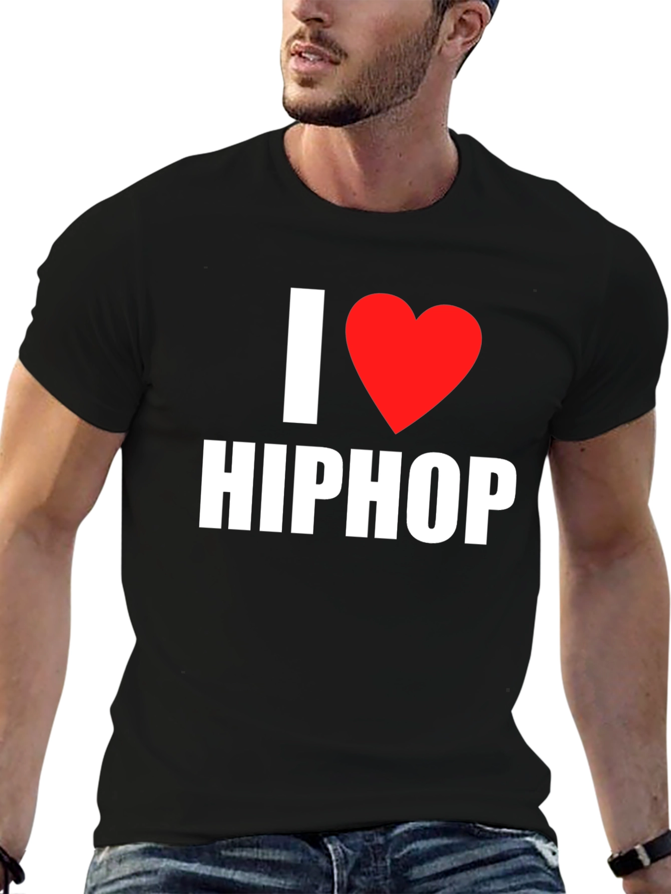Black I Heart Hip Hop Graphic Black T-Shirt view 6