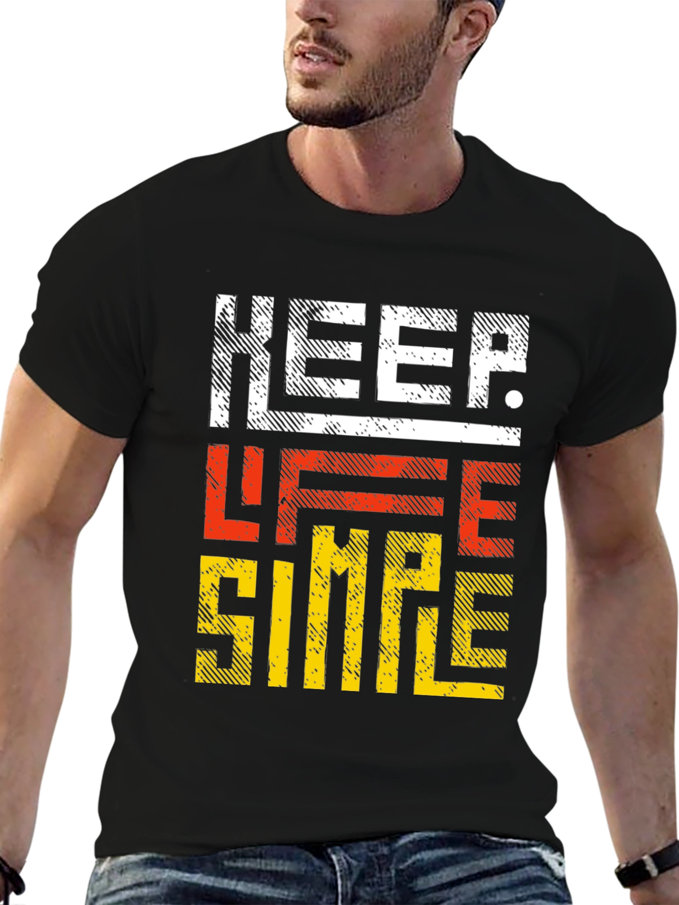 Black Keep Life Simple Graphic Tee view 6