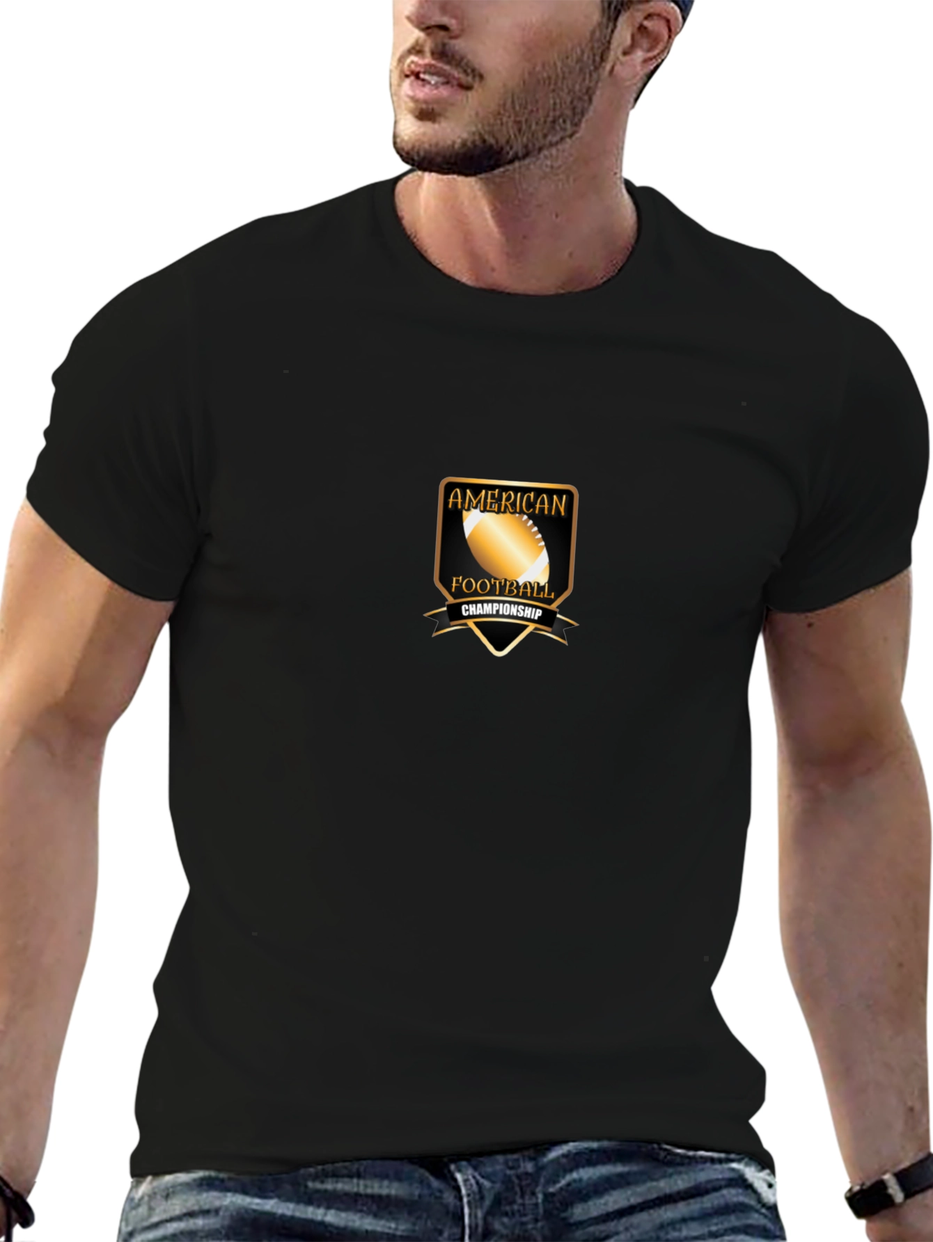 Black American Football Championship Black T-Shirt view 6