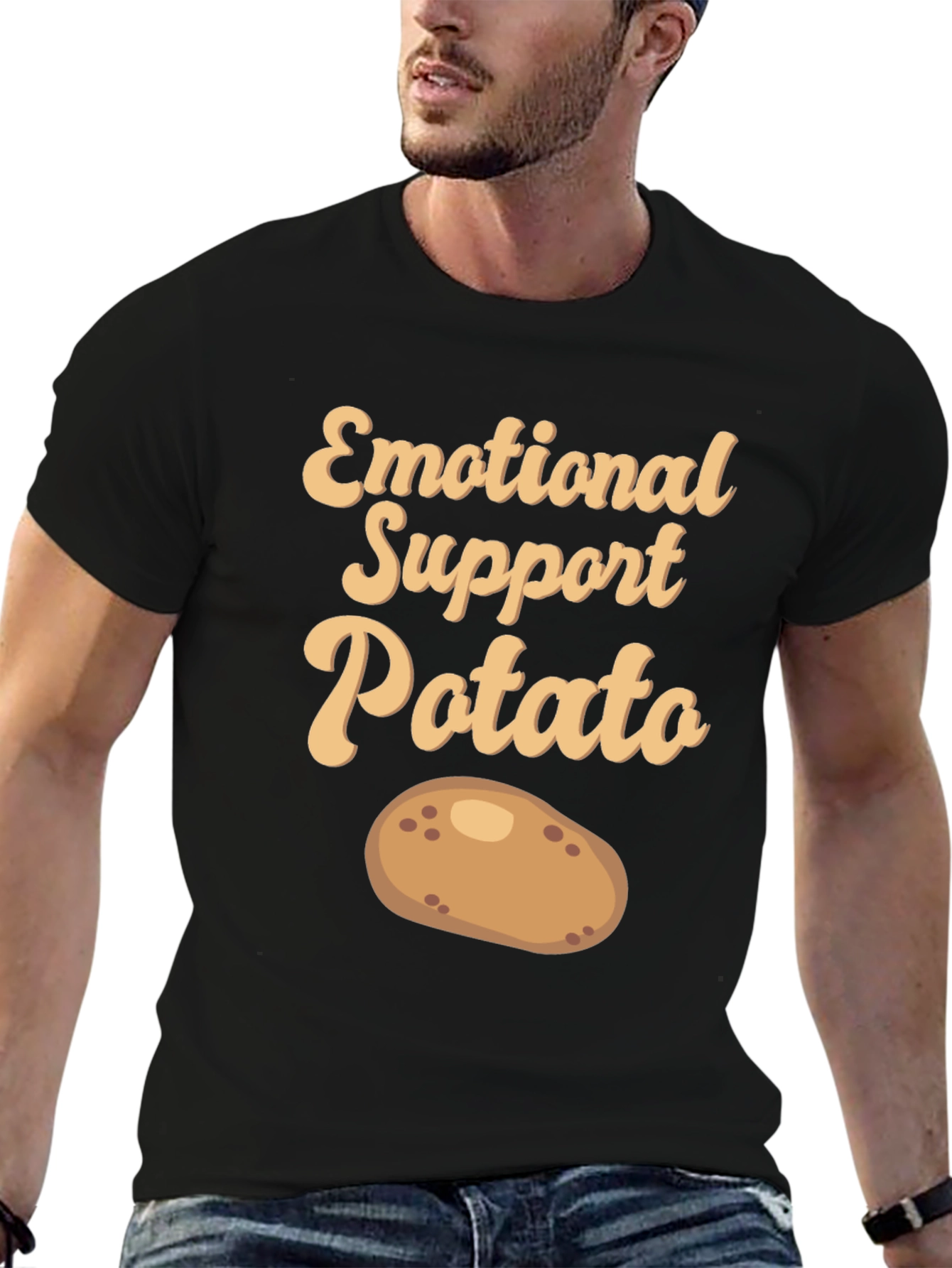 Black Emotional Support Potato T-Shirt - Cute & Comfy! view 6