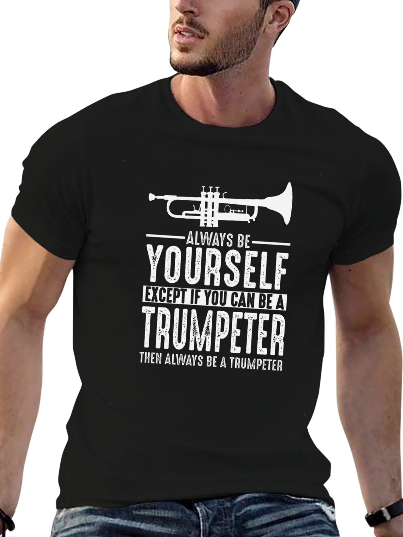 Black Trumpeter T-Shirt: Always Be Yourself - Funny Musician Tee view 6