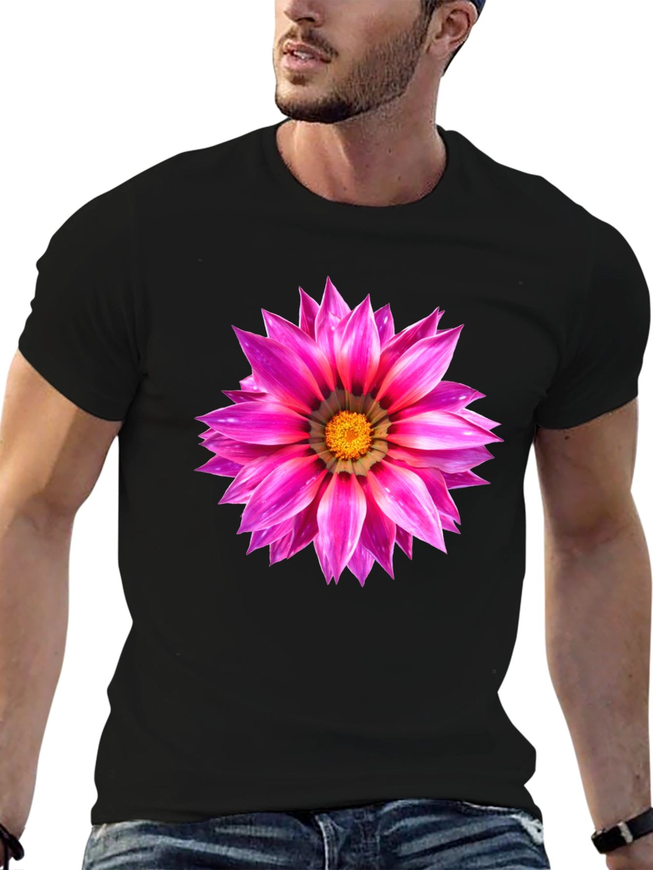 Pink Flower Graphic Tee - Mens Casual Shirt - 6