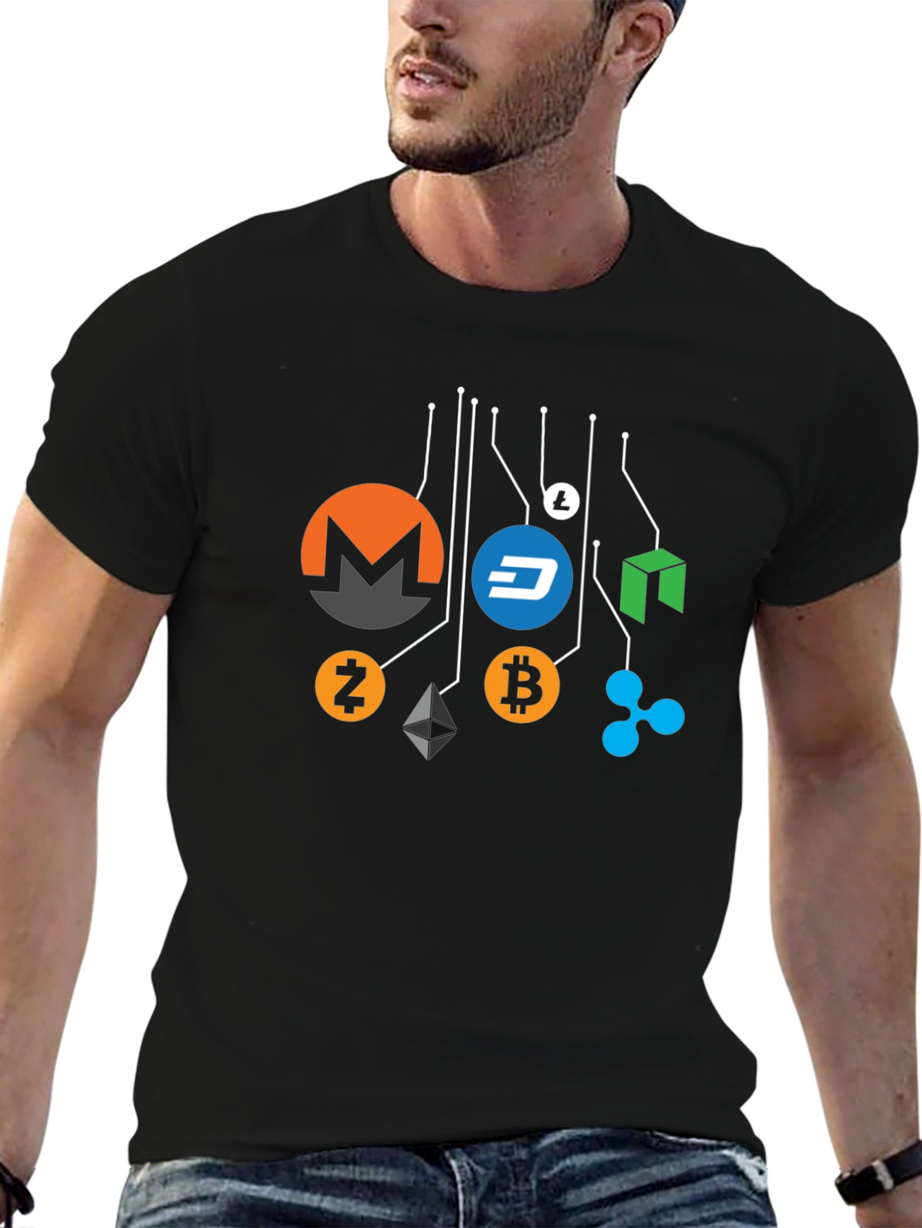Black Cryptocurrency T-Shirt - Crypto Bitcoin Monero Dash view 6