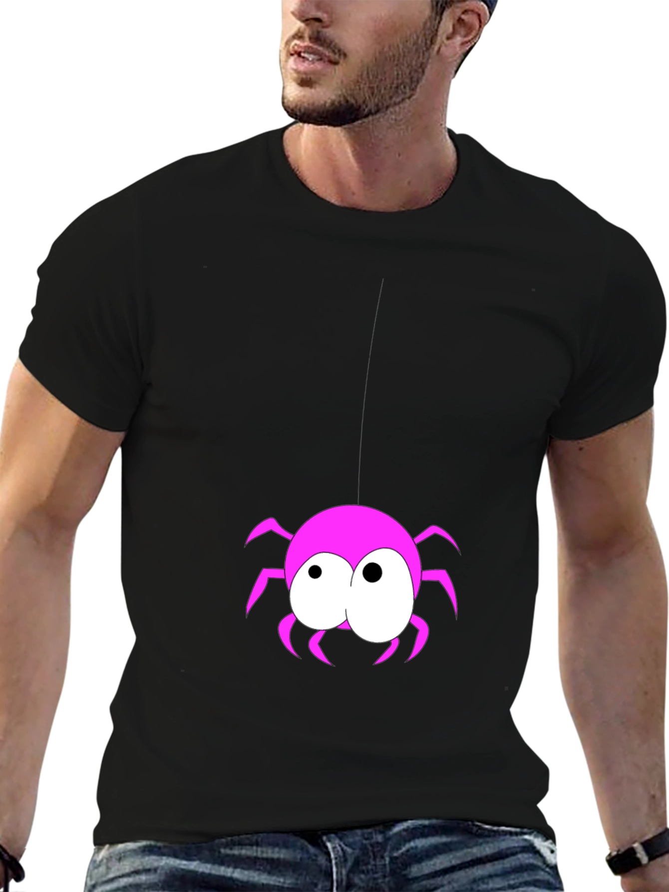Black Funny Spider Graphic T-Shirt - Black view 6