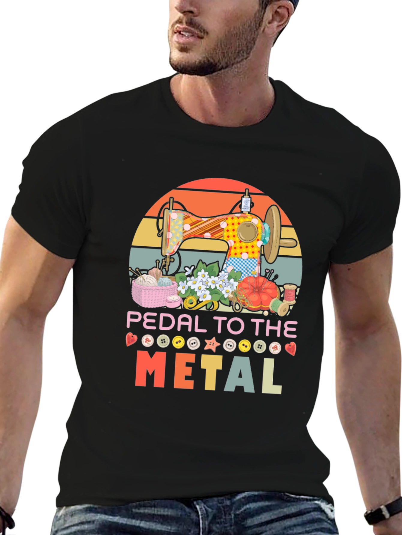 Black Pedal To The Metal Sewing T-Shirt view 6