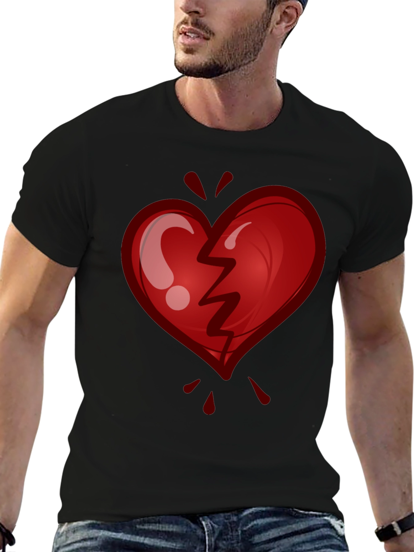 Black Broken Heart Graphic Tee - Stylish & Trendy view 6
