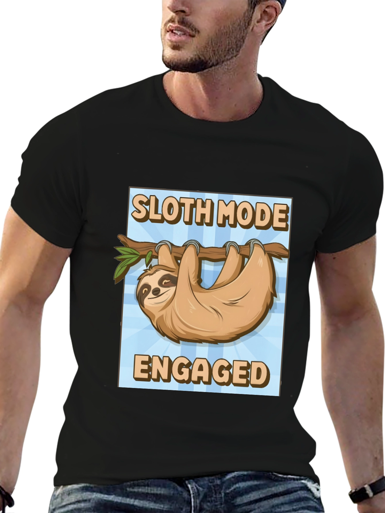 Black Sloth Mode Engaged Black T-Shirt view 6