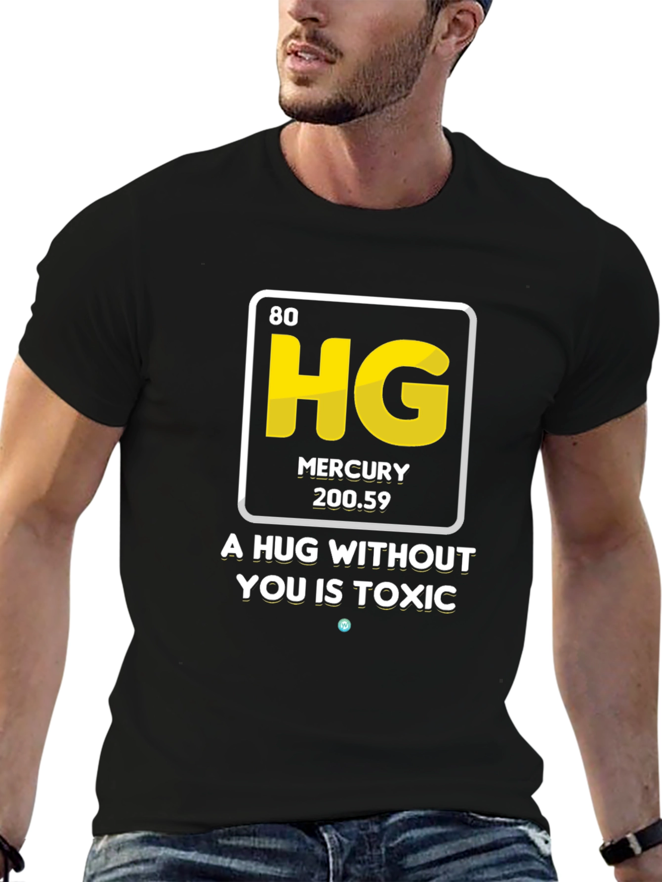 Black Mercury Hug T-Shirt - Funny Chemistry Tee view 6
