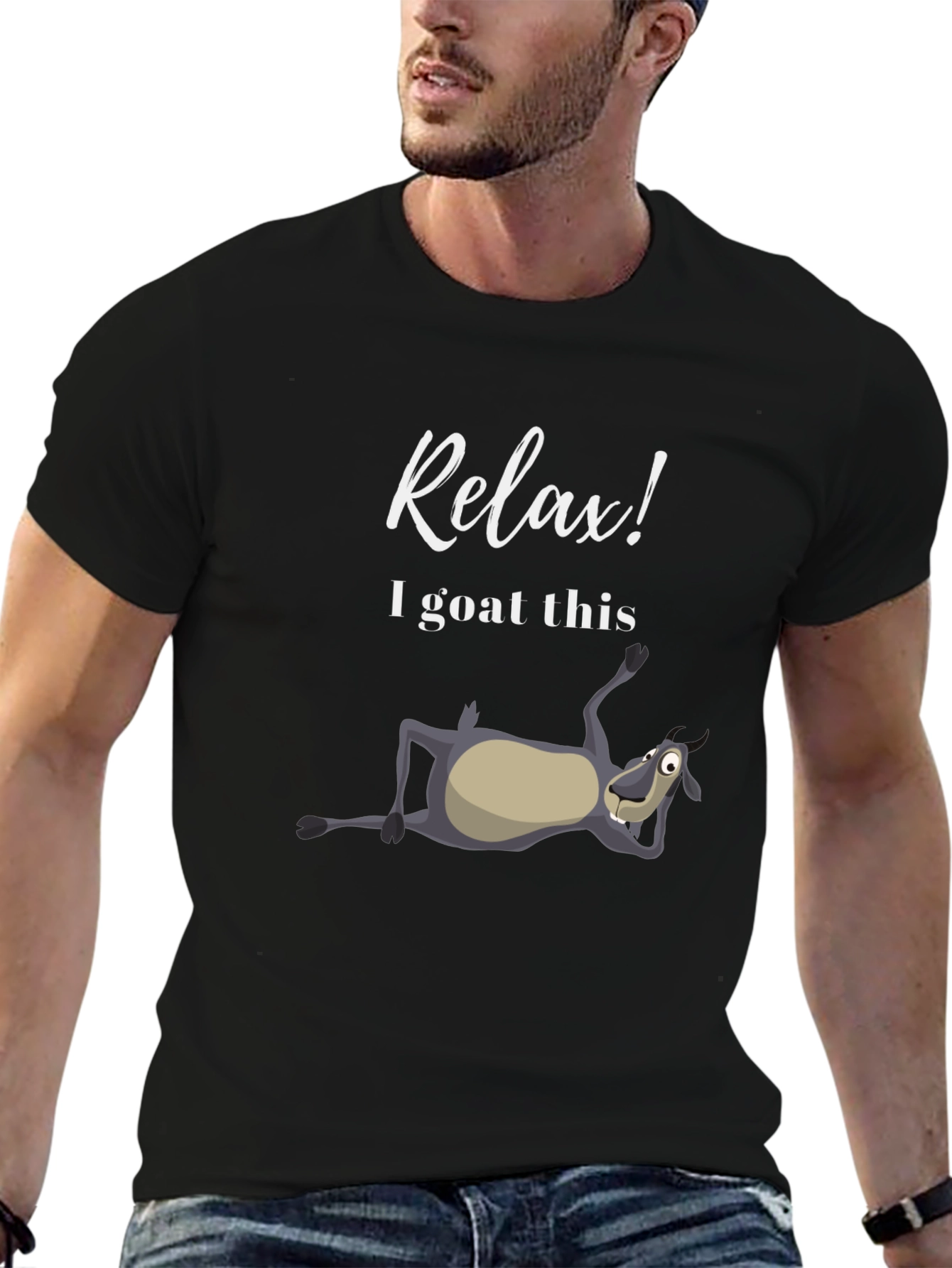 Black Relax, I Goat This T-Shirt - Funny Casual Tee view 6
