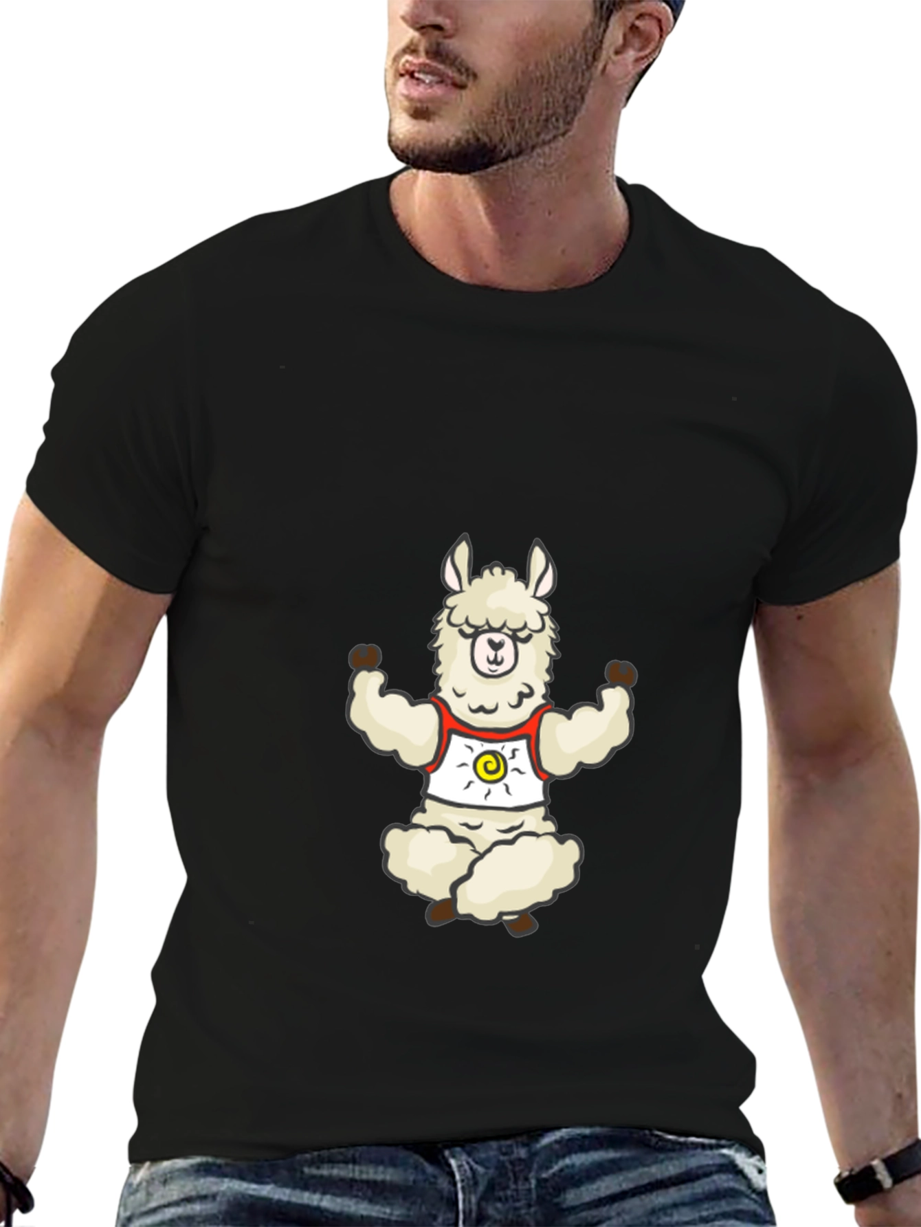 Black Zen Llama Graphic Tee - Relaxed Meditation Vibe view 6