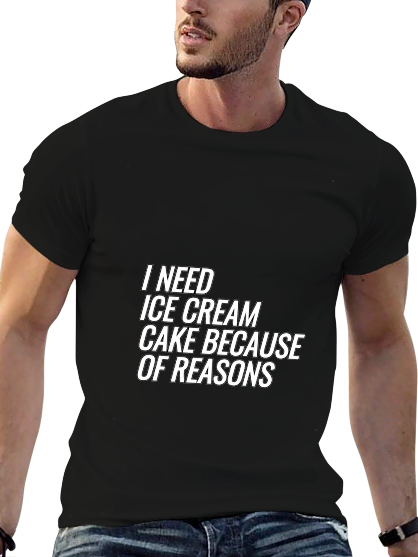 Black I Need Ice Cream Cake Reasons Black T-Shirt view 6