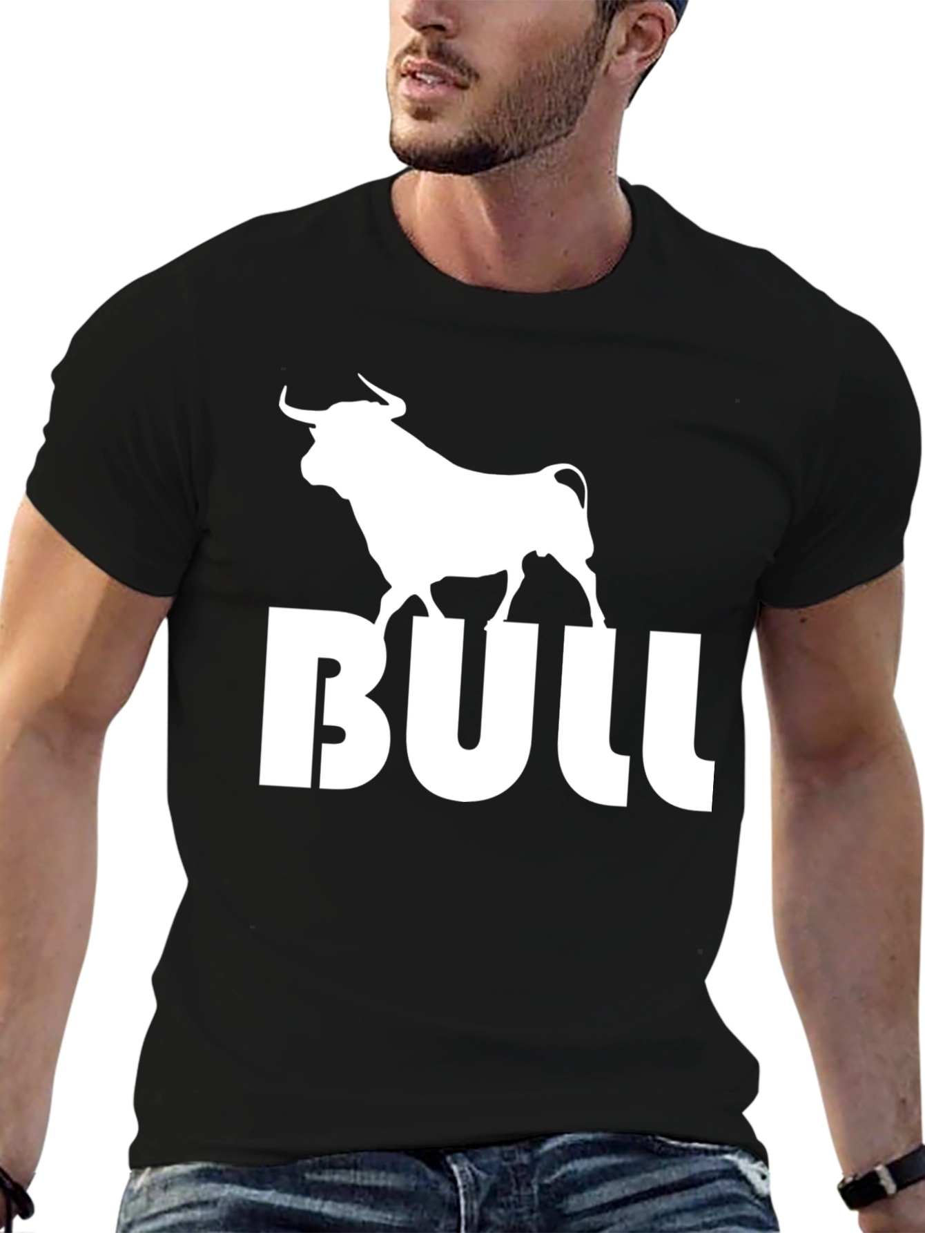 Black Bold Bull Graphic Tee - Black Cotton Blend view 6