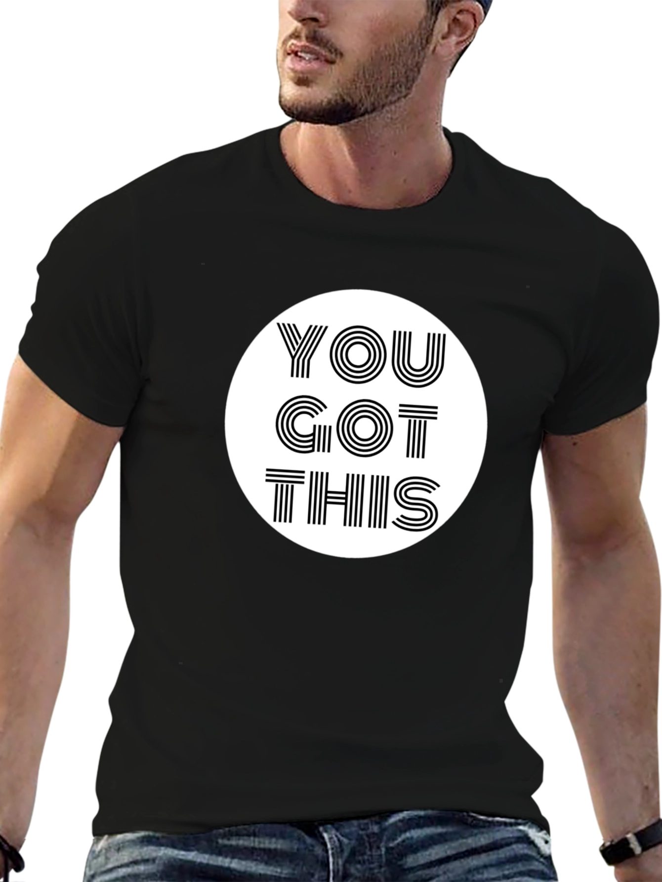 Black Motivational T-Shirt - You Got This - Black view 6