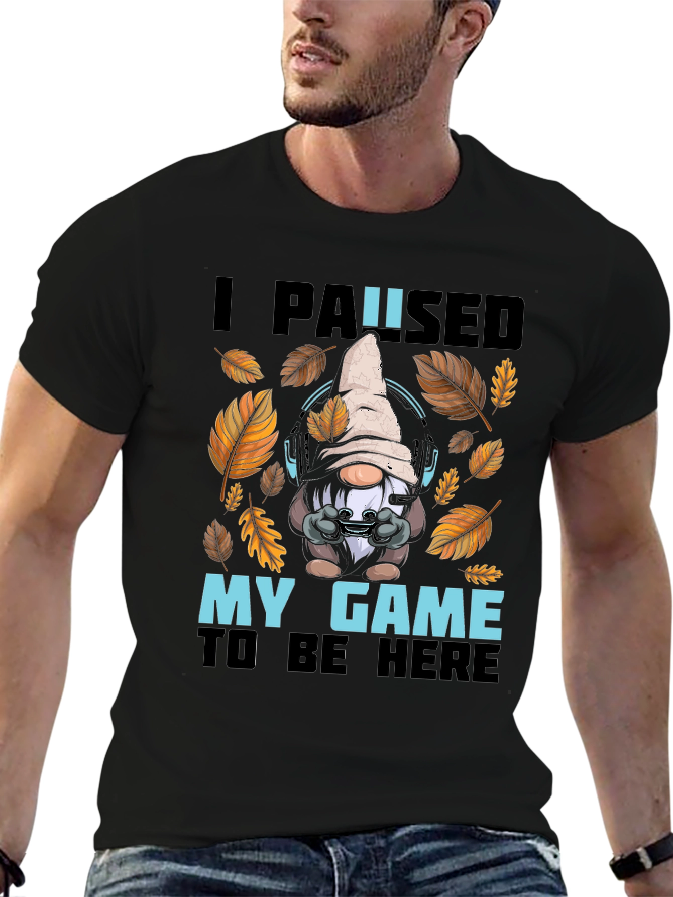 Black Gamer Gnome T-Shirt - I Paused My Game view 6