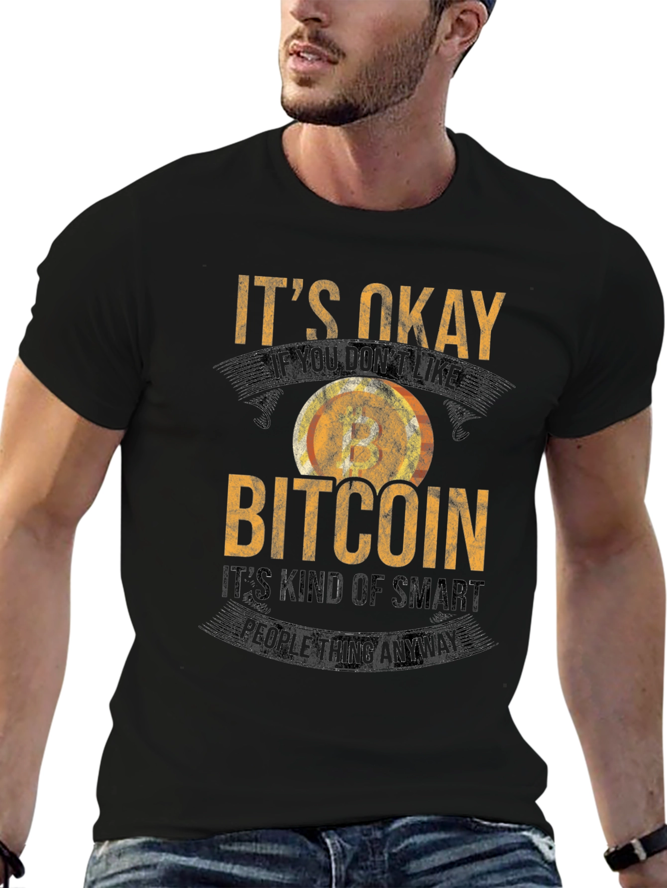 Black Bitcoin Humor Graphic T-Shirt view 6