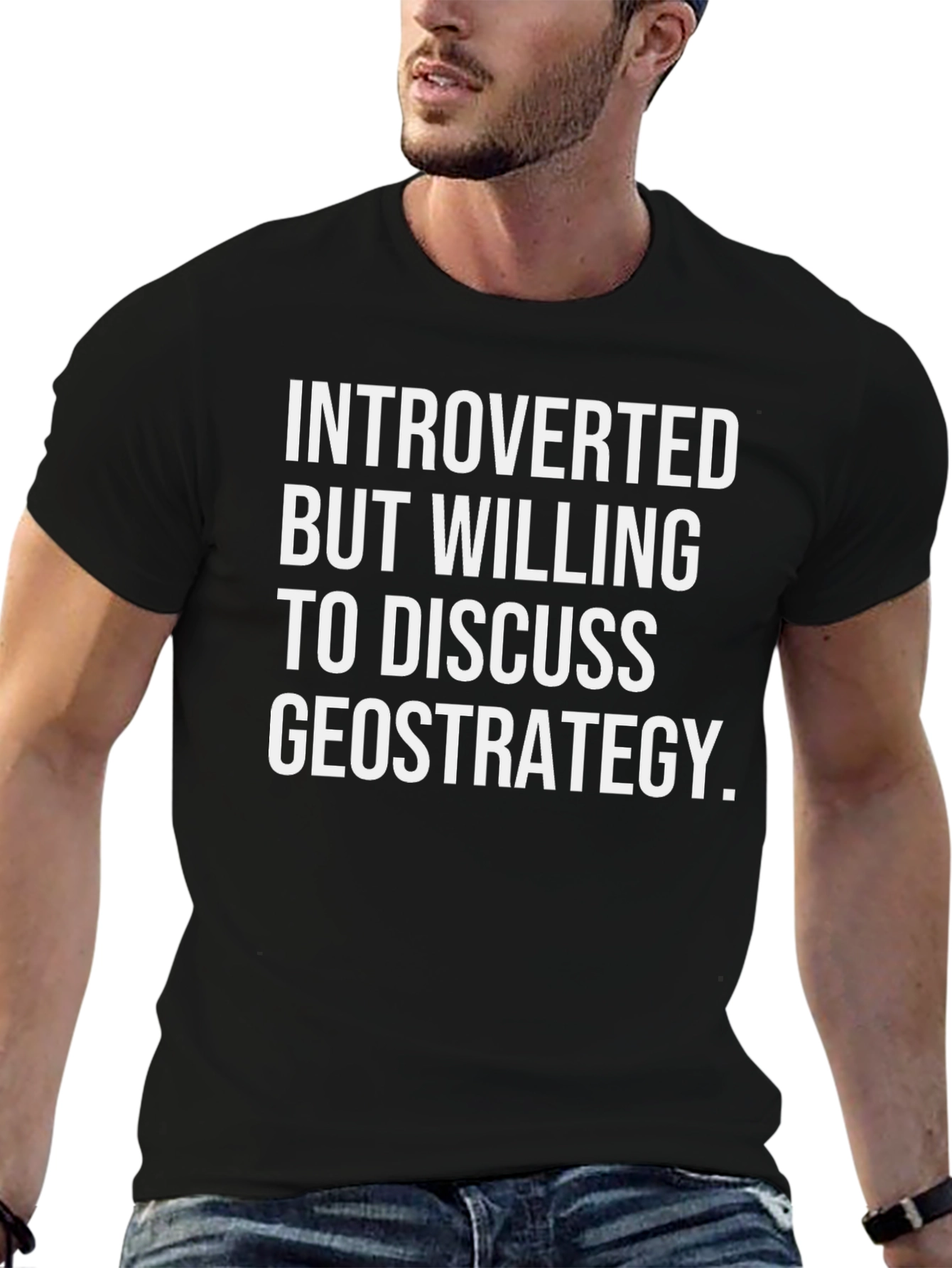 Black Introverted Geostrategy Discussion T-Shirt view 6