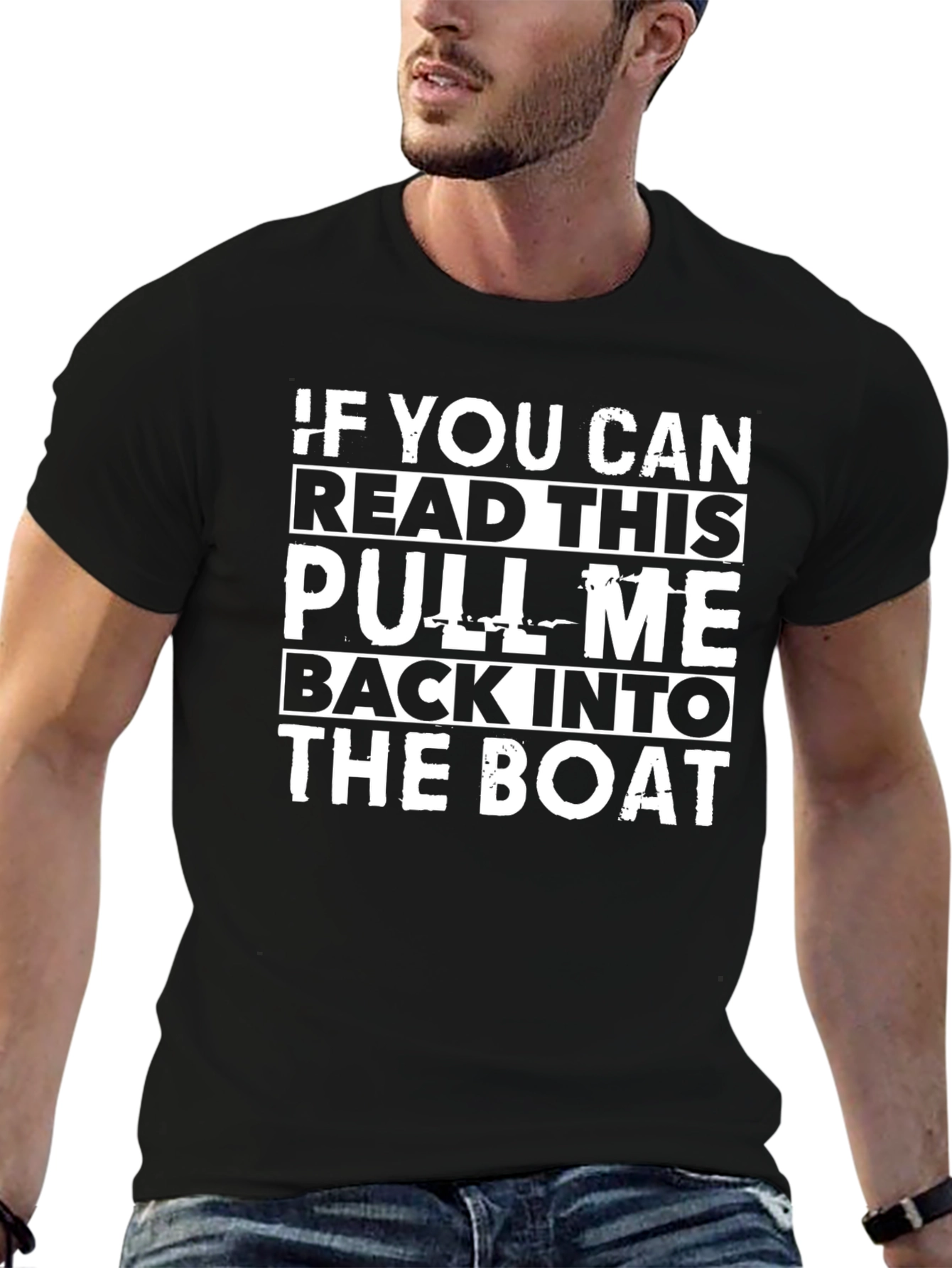 Black Pull Me Back Into The Boat Graphic Tee view 6