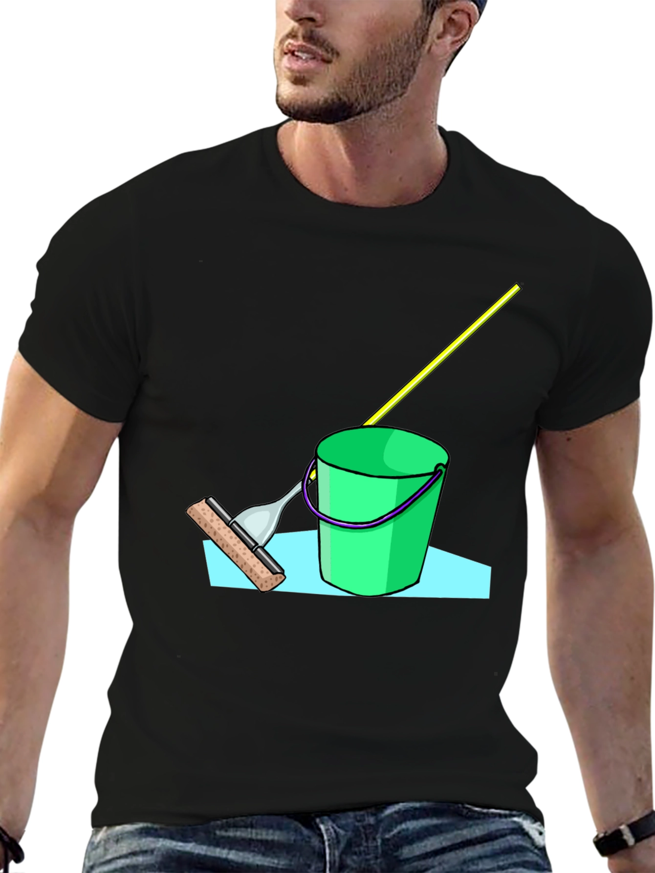 Black Mop Bucket Graphic T-Shirt view 6