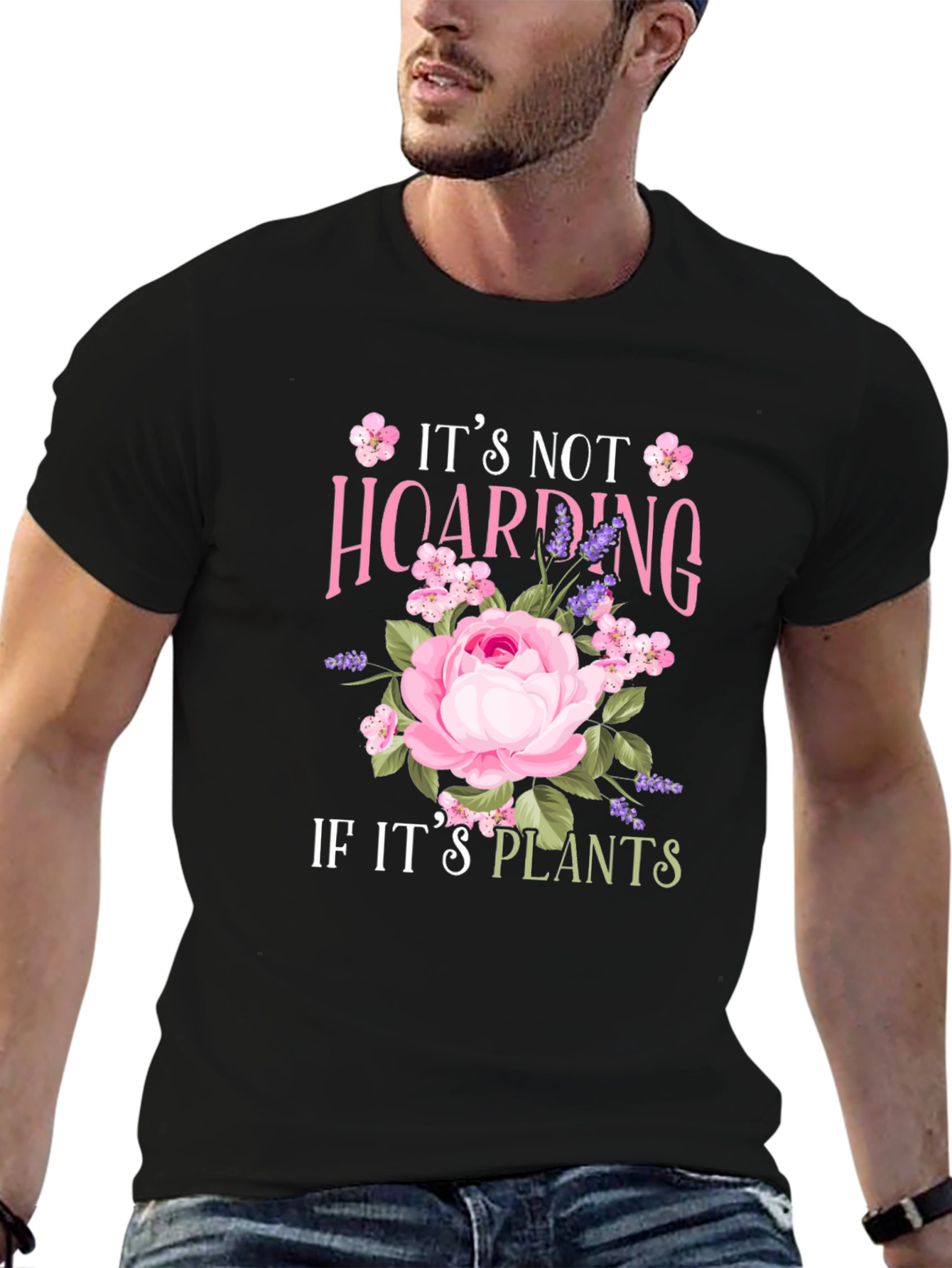 Black It's Not Hoarding If It's Plants T-Shirt view 6