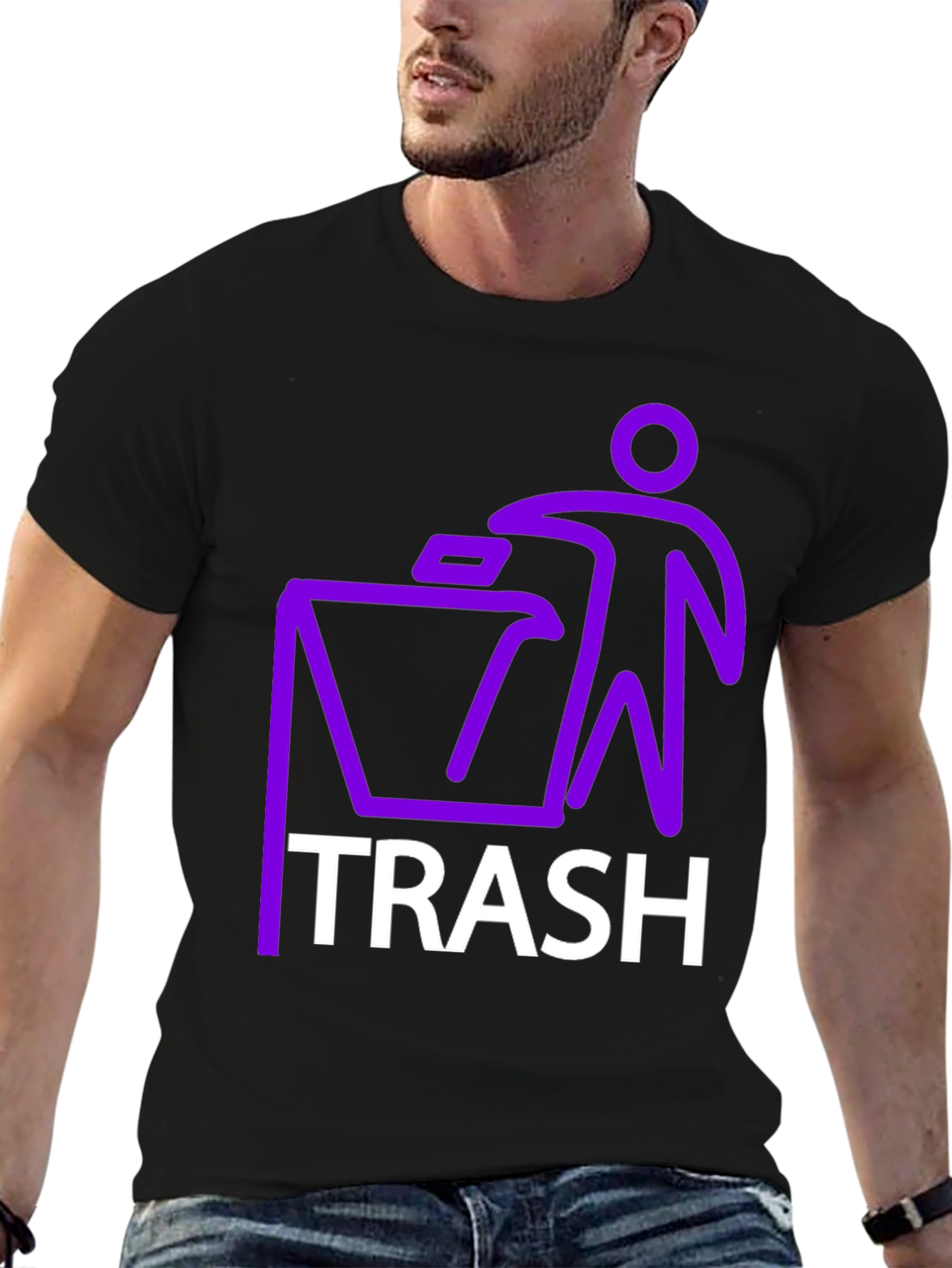 Black Trash Graphic T-Shirt - Novelty Design view 6