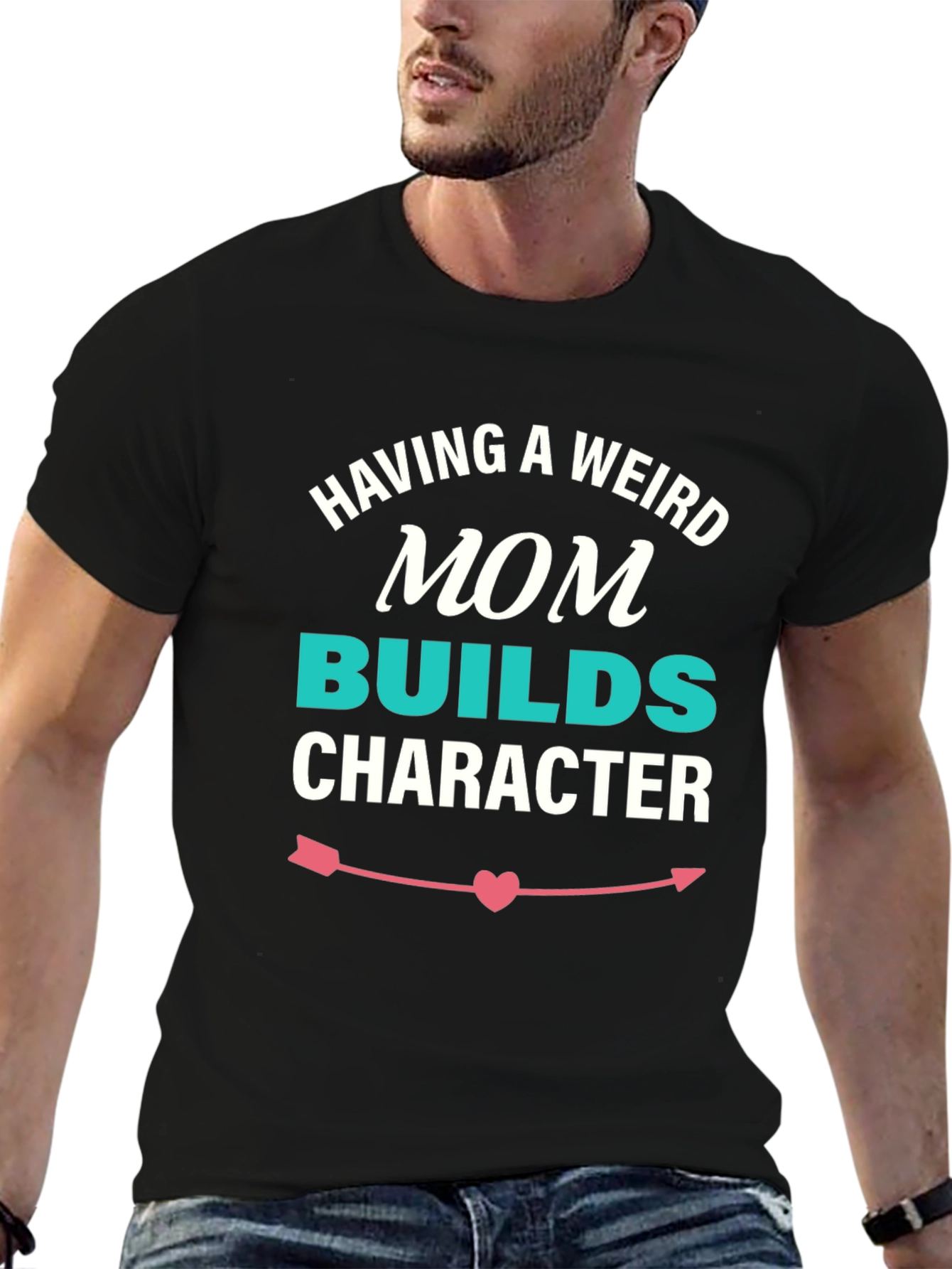 Black Weird Mom Builds Character T-Shirt view 6