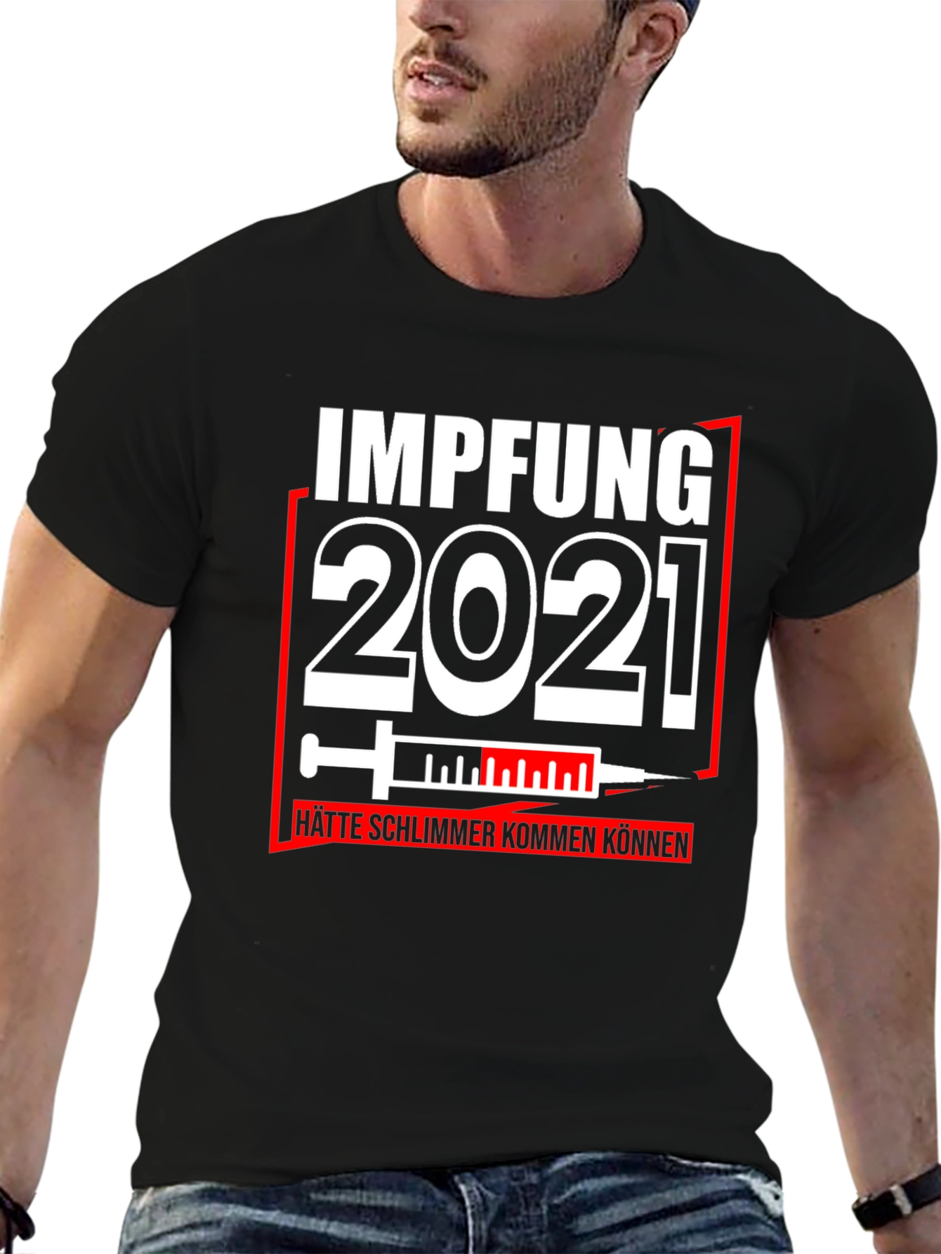 Black Impfung 2021 Graphic Tee - Vaccine Humor T-Shirt view 6