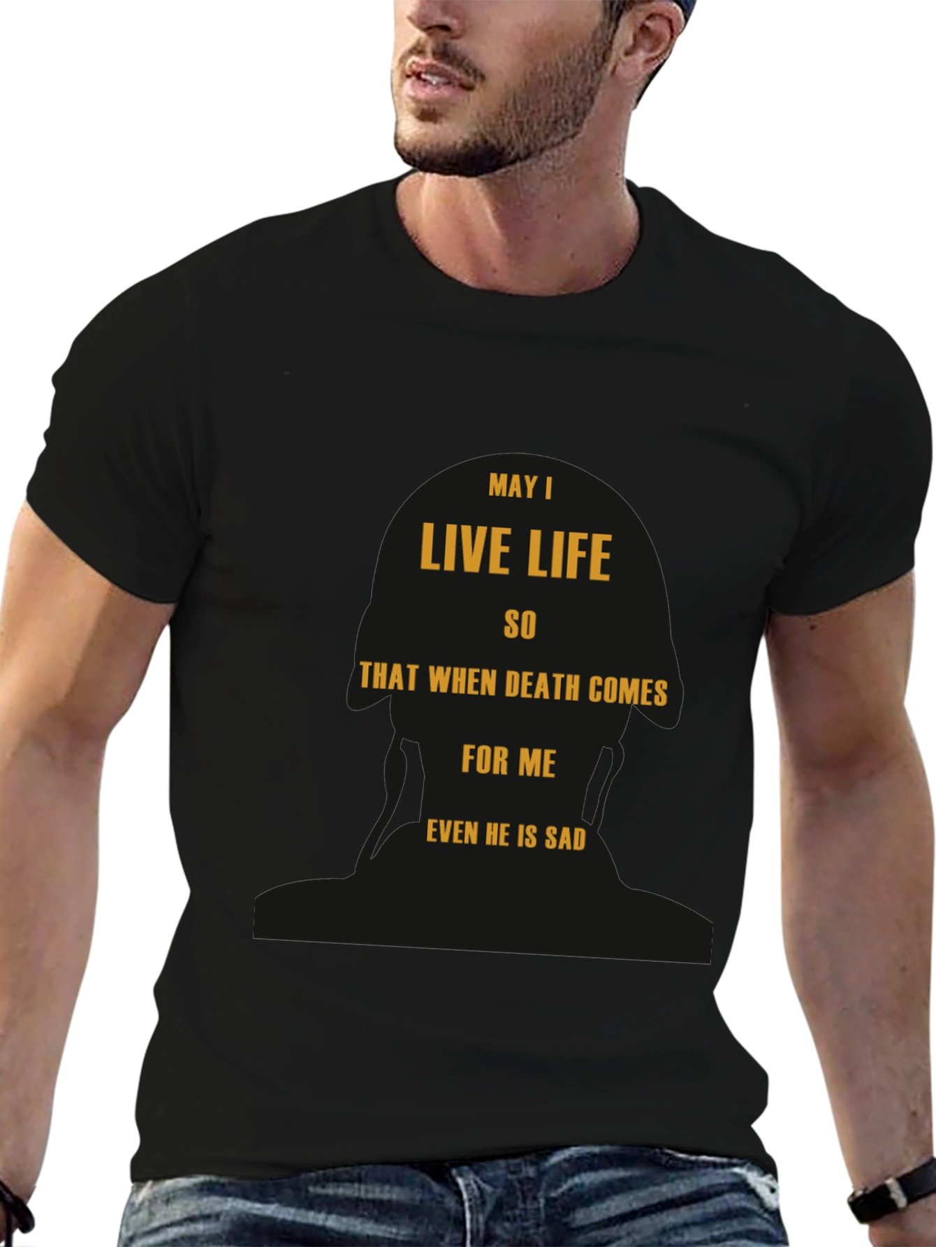 Black May I Live Life T-Shirt - Inspirational Black Tee view 6
