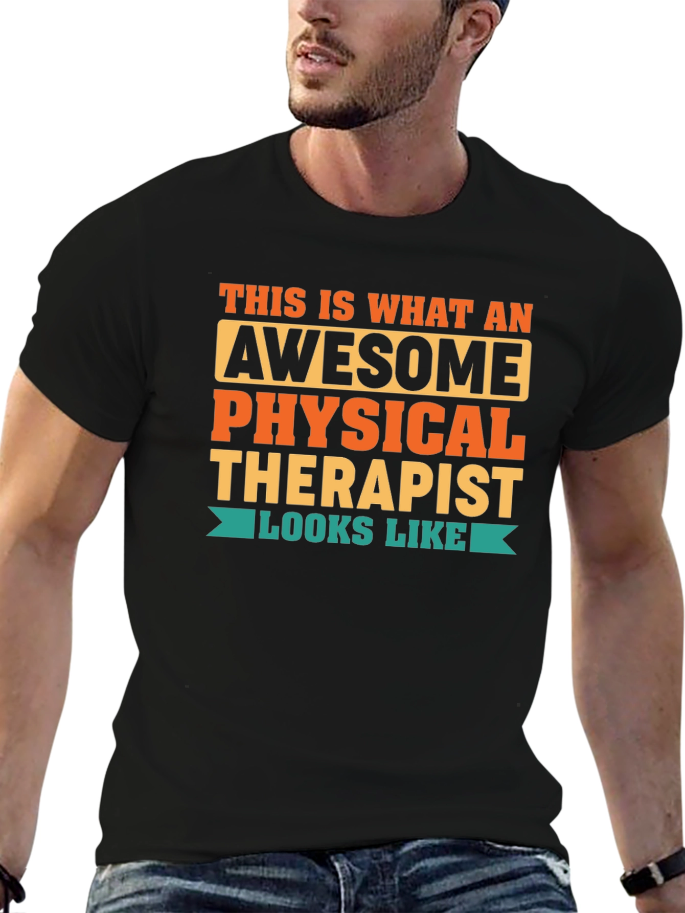 Black Awesome Physical Therapist T-Shirt view 6
