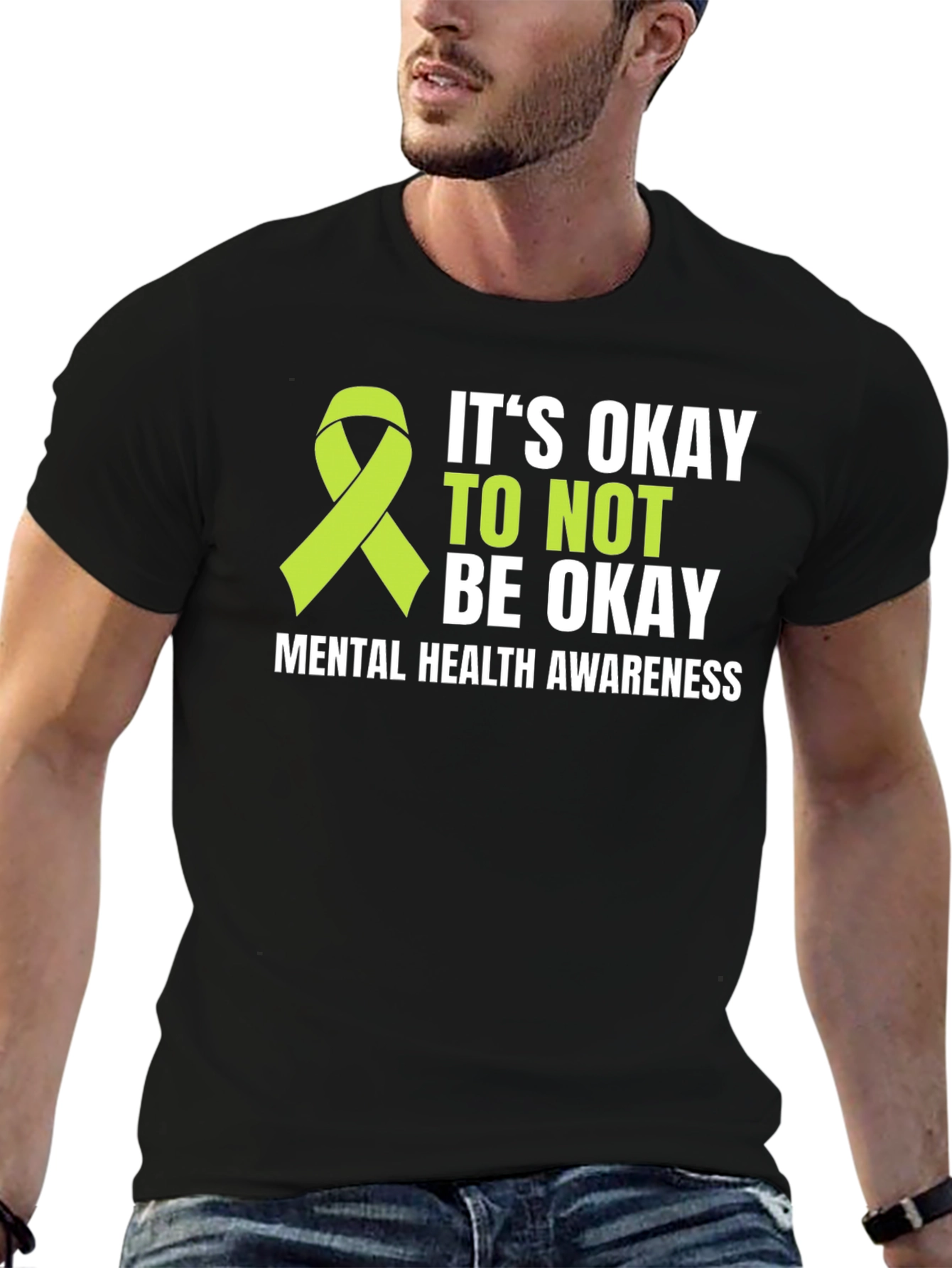 Black Mental Health Awareness T-Shirt - It's Okay to Not Be Okay view 6