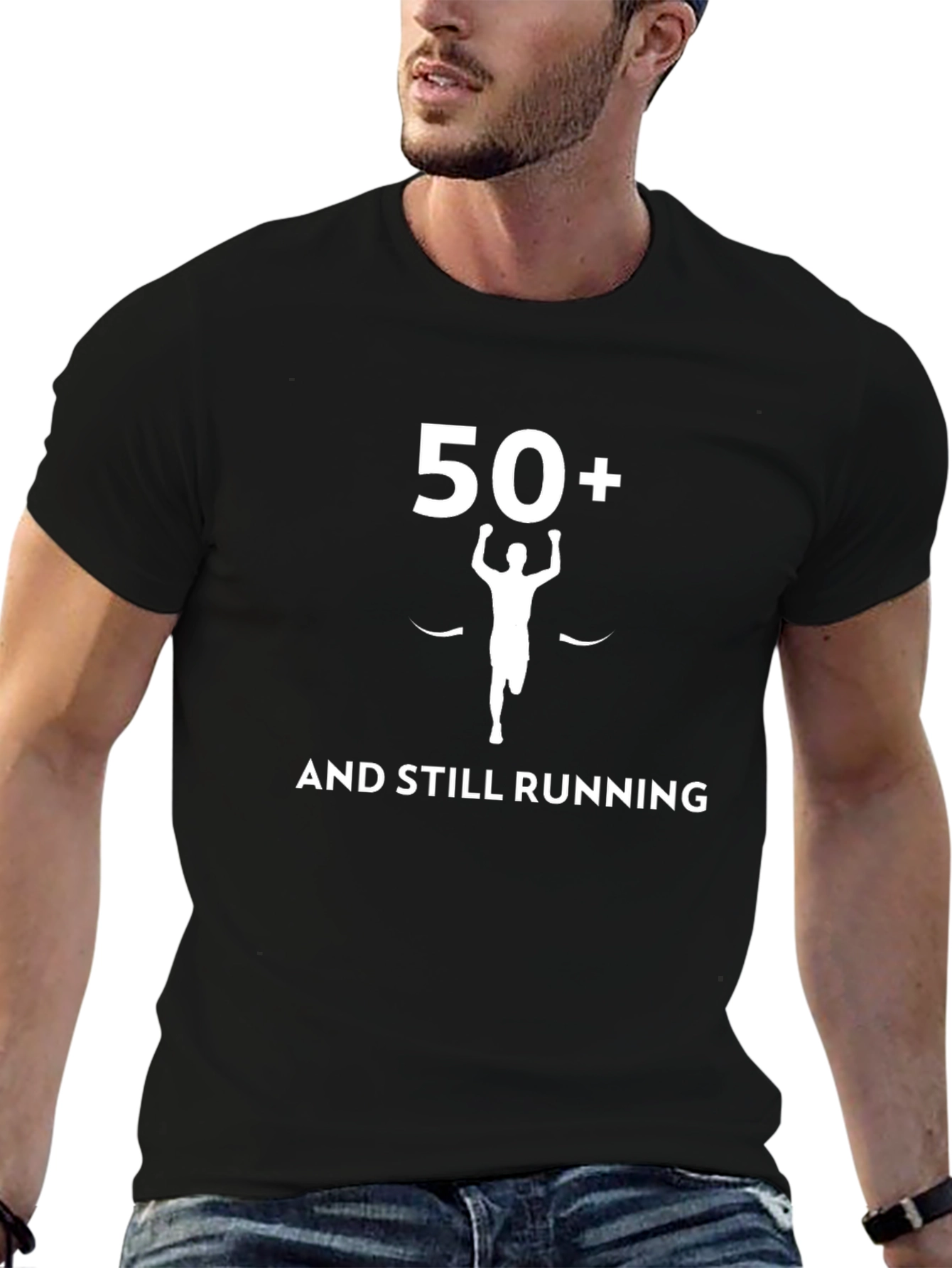 Black 50+ and Still Running Graphic T-Shirt view 6