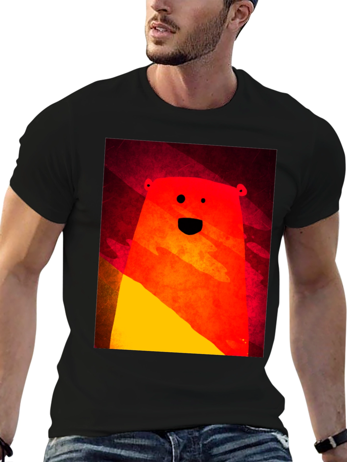 Black Funky Bear Graphic Tee - Modern Abstract Style view 6