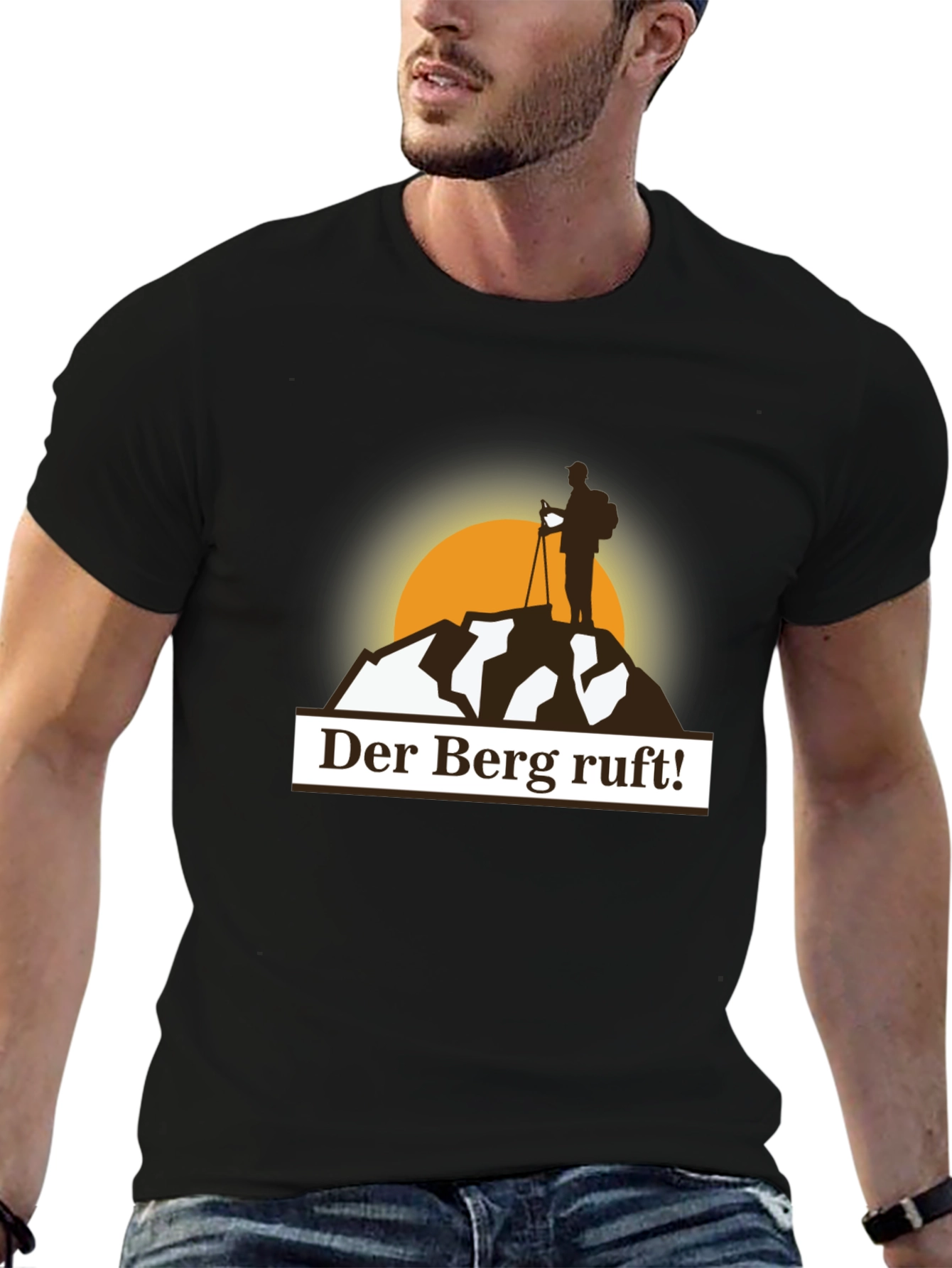 Black Der Berg Ruft T-Shirt - Hiking & Adventure Tee view 6