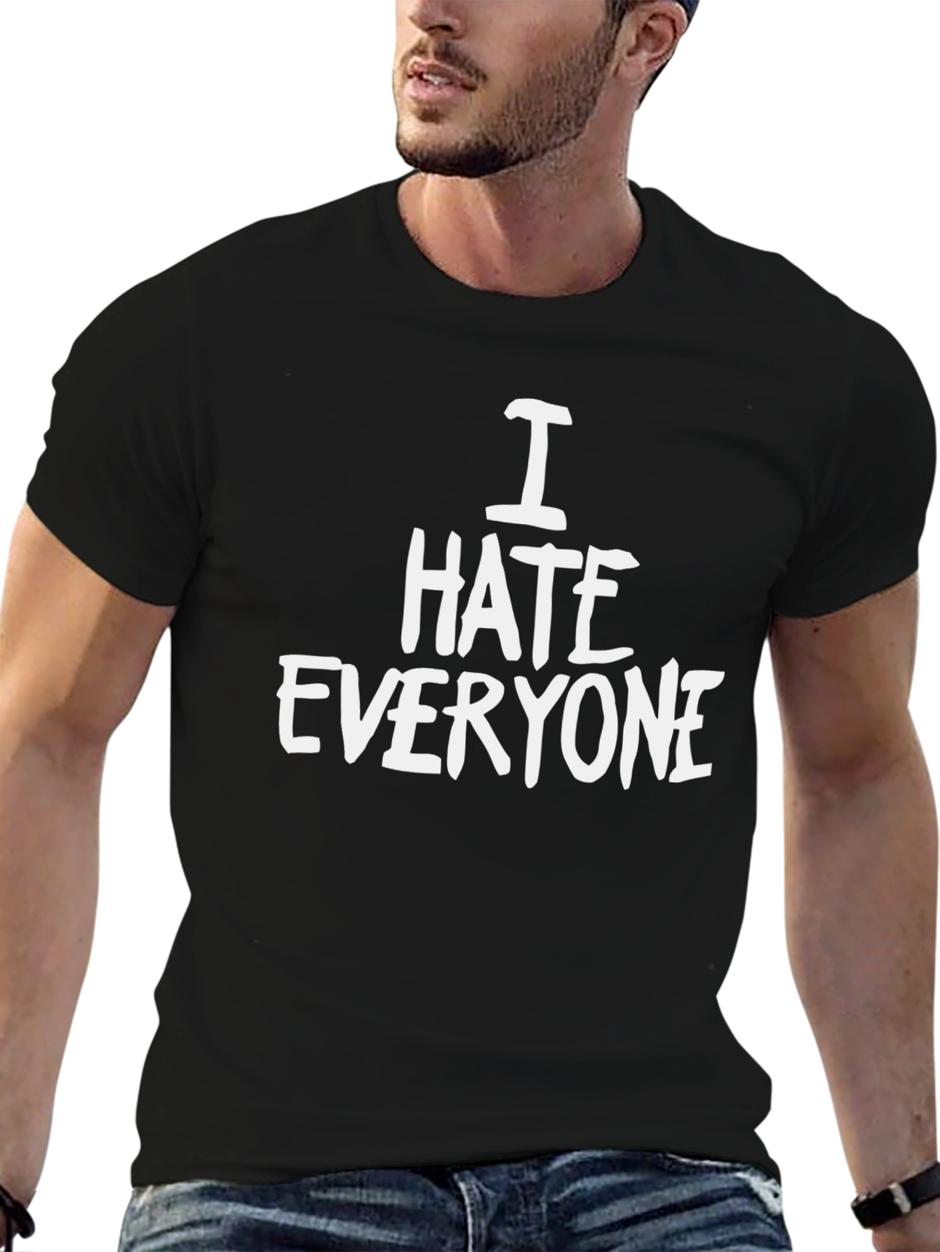 Black I Hate Everyone Graphic Tee - Bold Statement Shirt view 6
