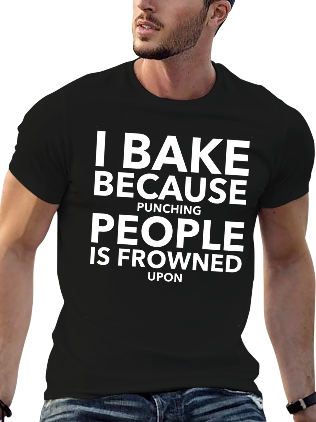 Black I Bake Because Punching People T-Shirt view 6
