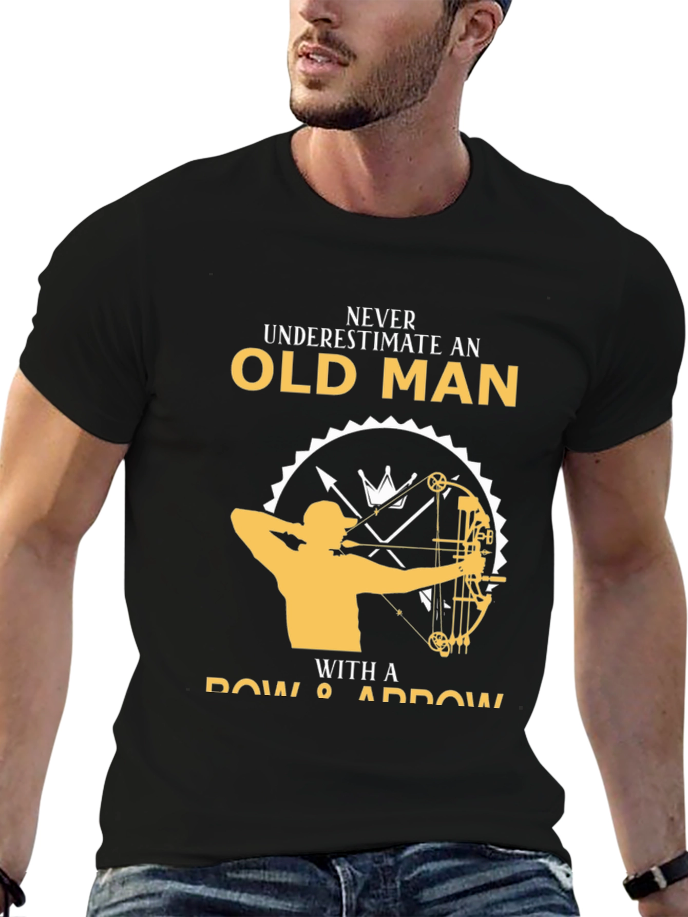 Black Never Underestimate Old Man T-Shirt view 6