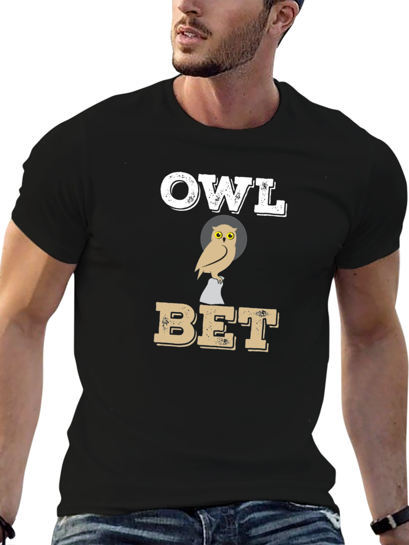 Black Owl Bet T-Shirt: Funny Graphic Tee view 6