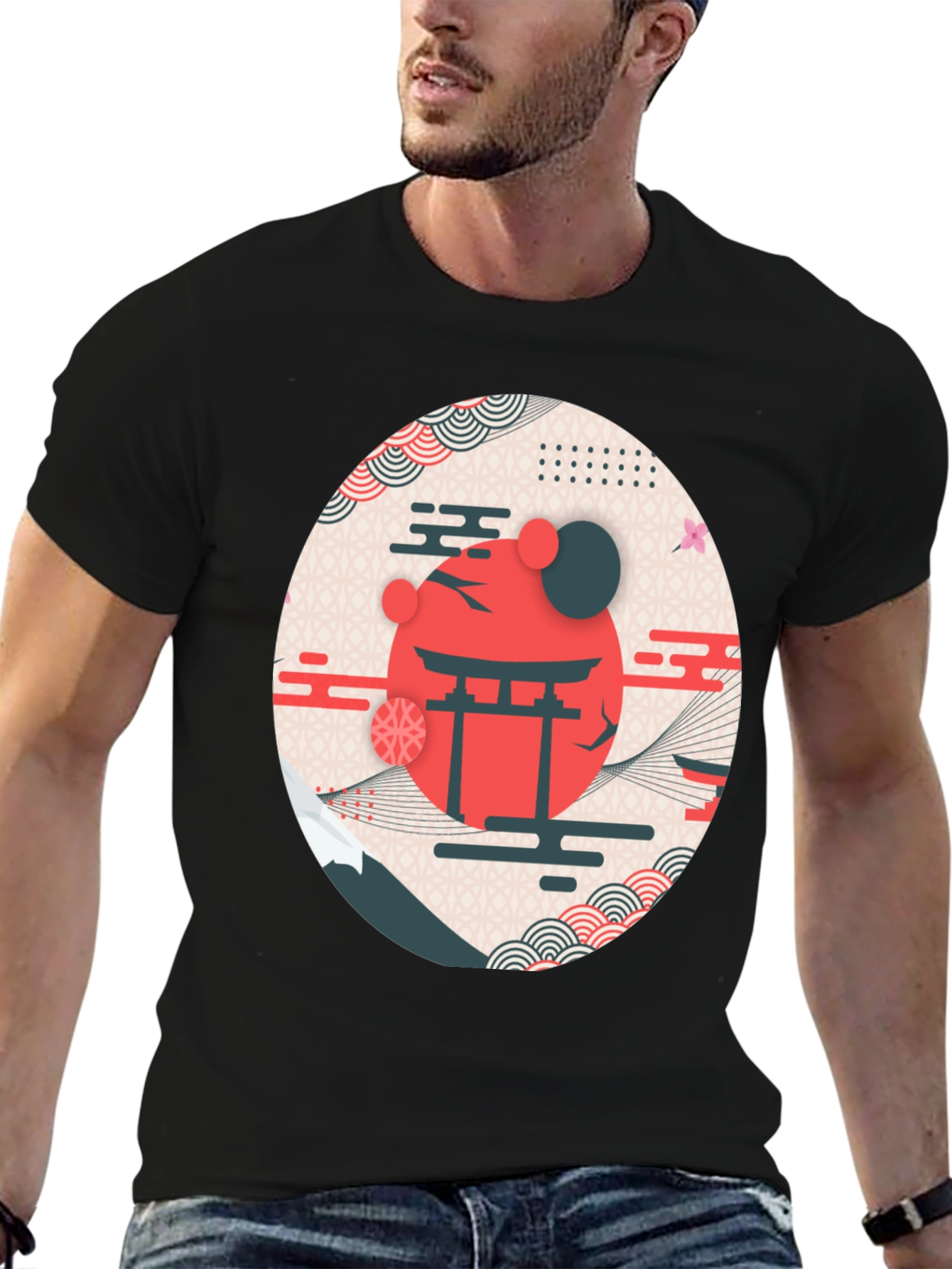 Black Japanese Inspired Graphic T-Shirt view 6