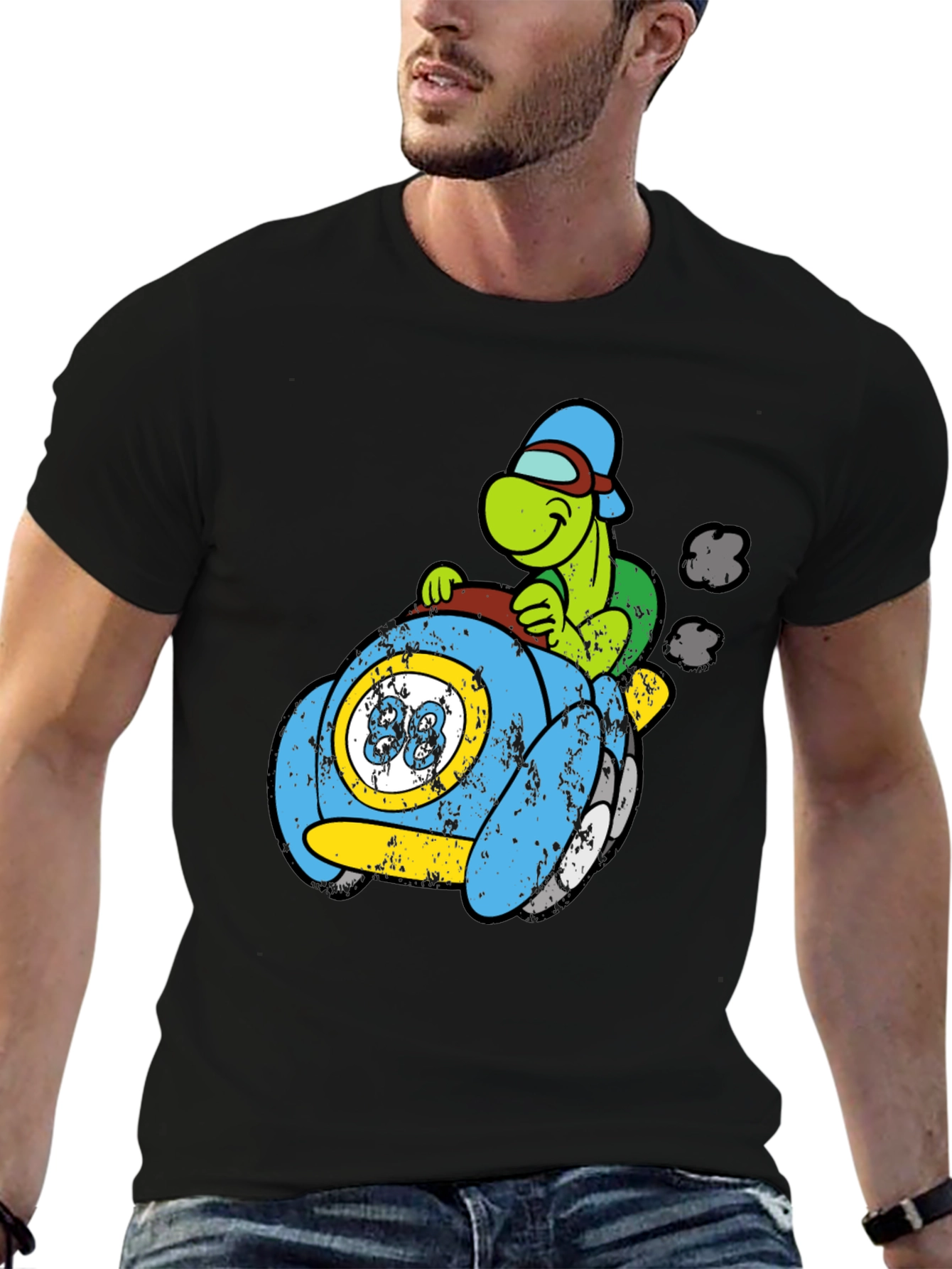 Black Turtle Car Graphic Tee - Unique Cartoon Design view 6