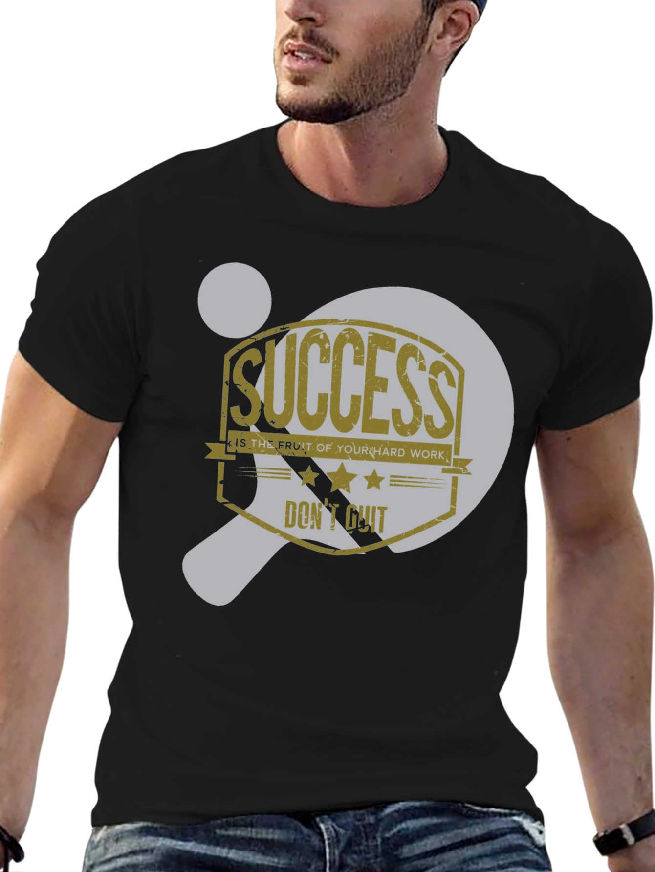 Black Success Motivational Graphic T-Shirt view 6