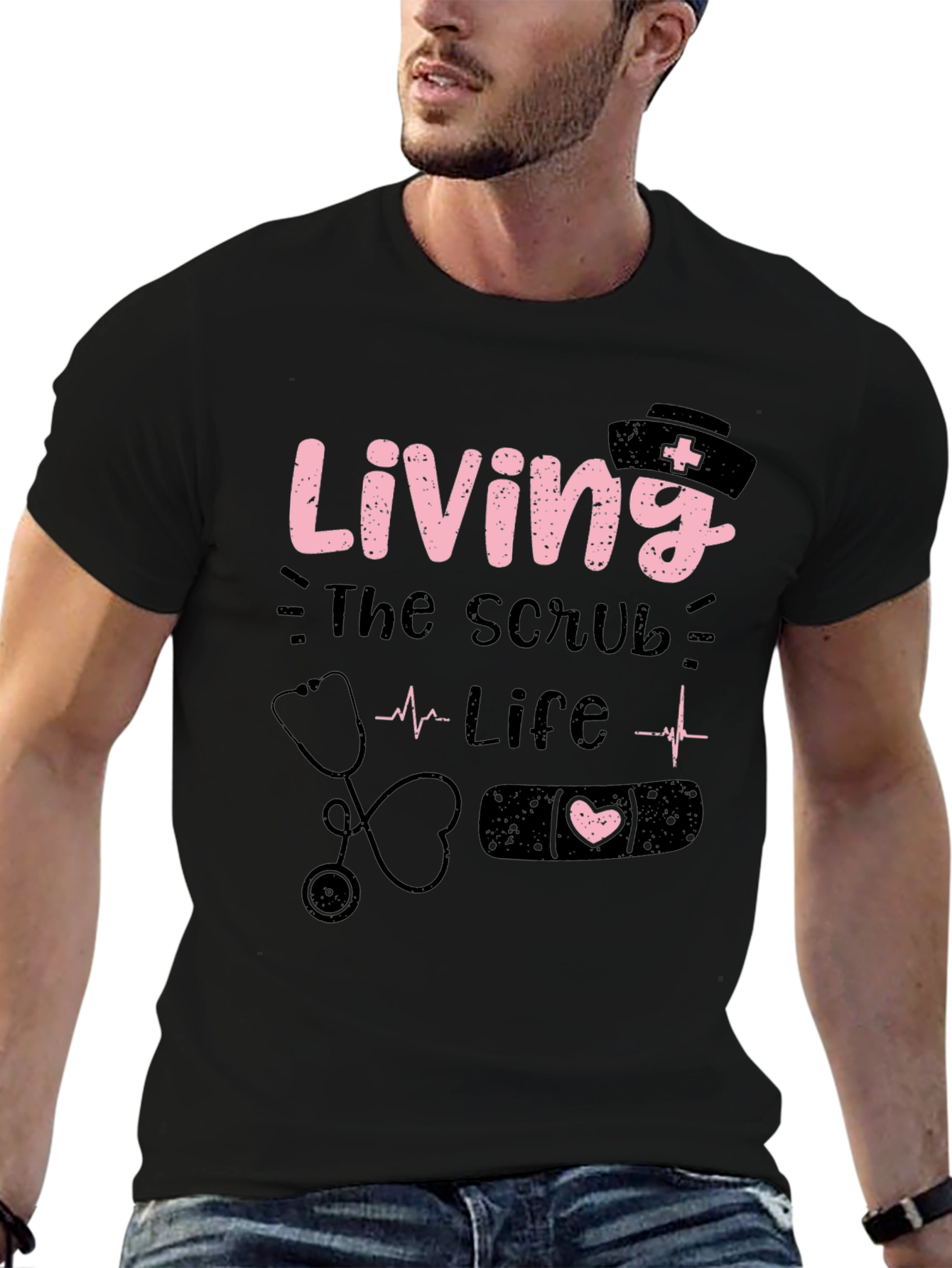 Black Living The Scrub Life T-Shirt - Nurse Gift view 6
