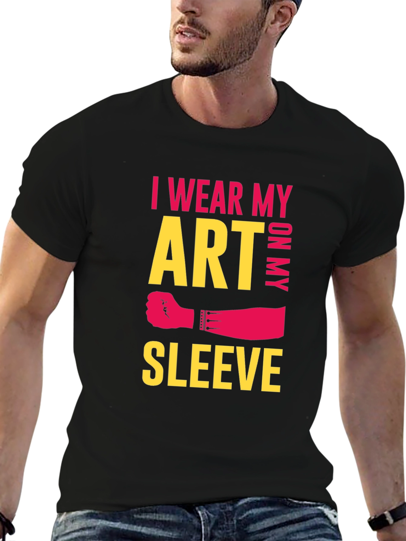Black I Wear My Art On My Sleeve Graphic Tee view 6