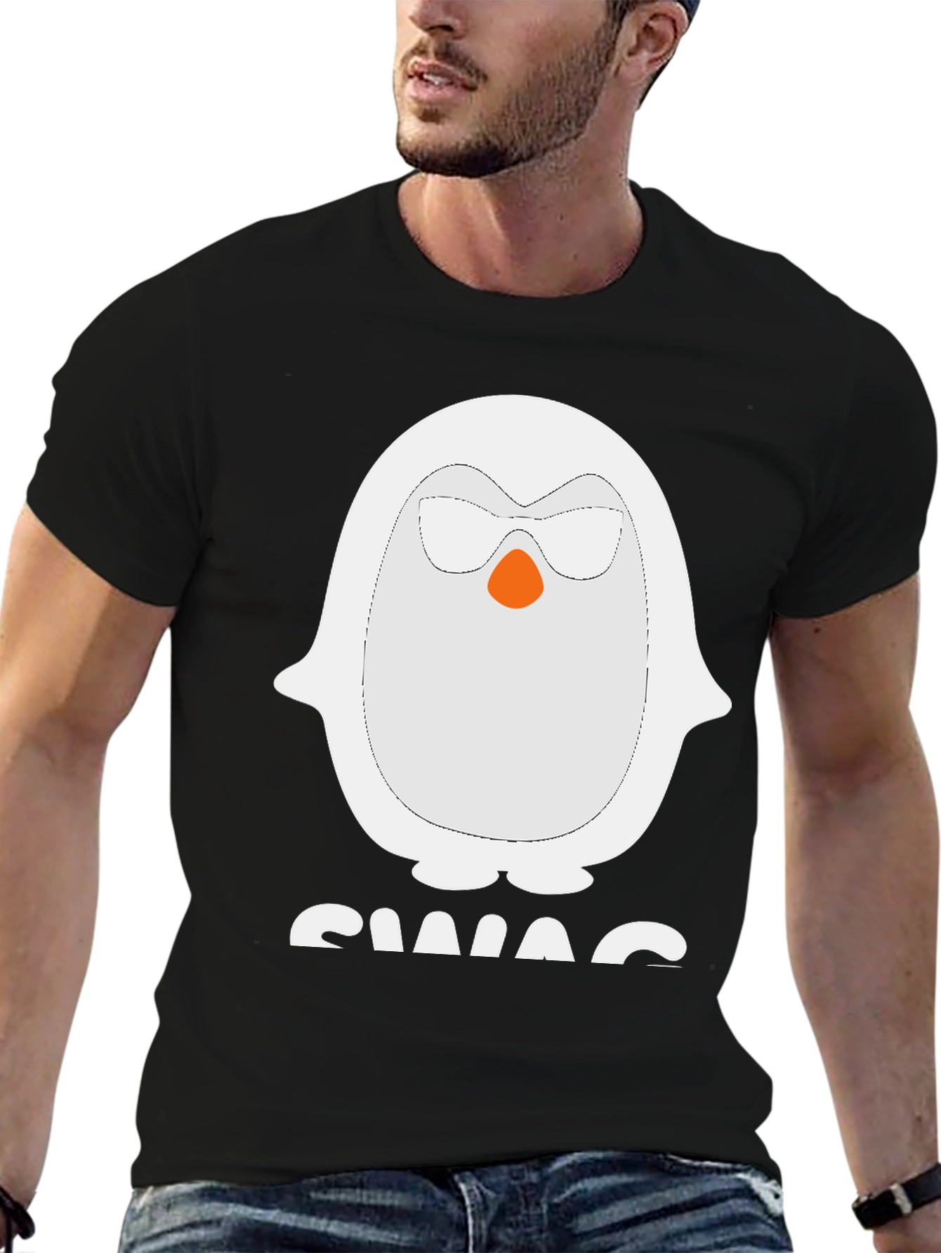 Black Cool Penguin Swag T-Shirt view 6