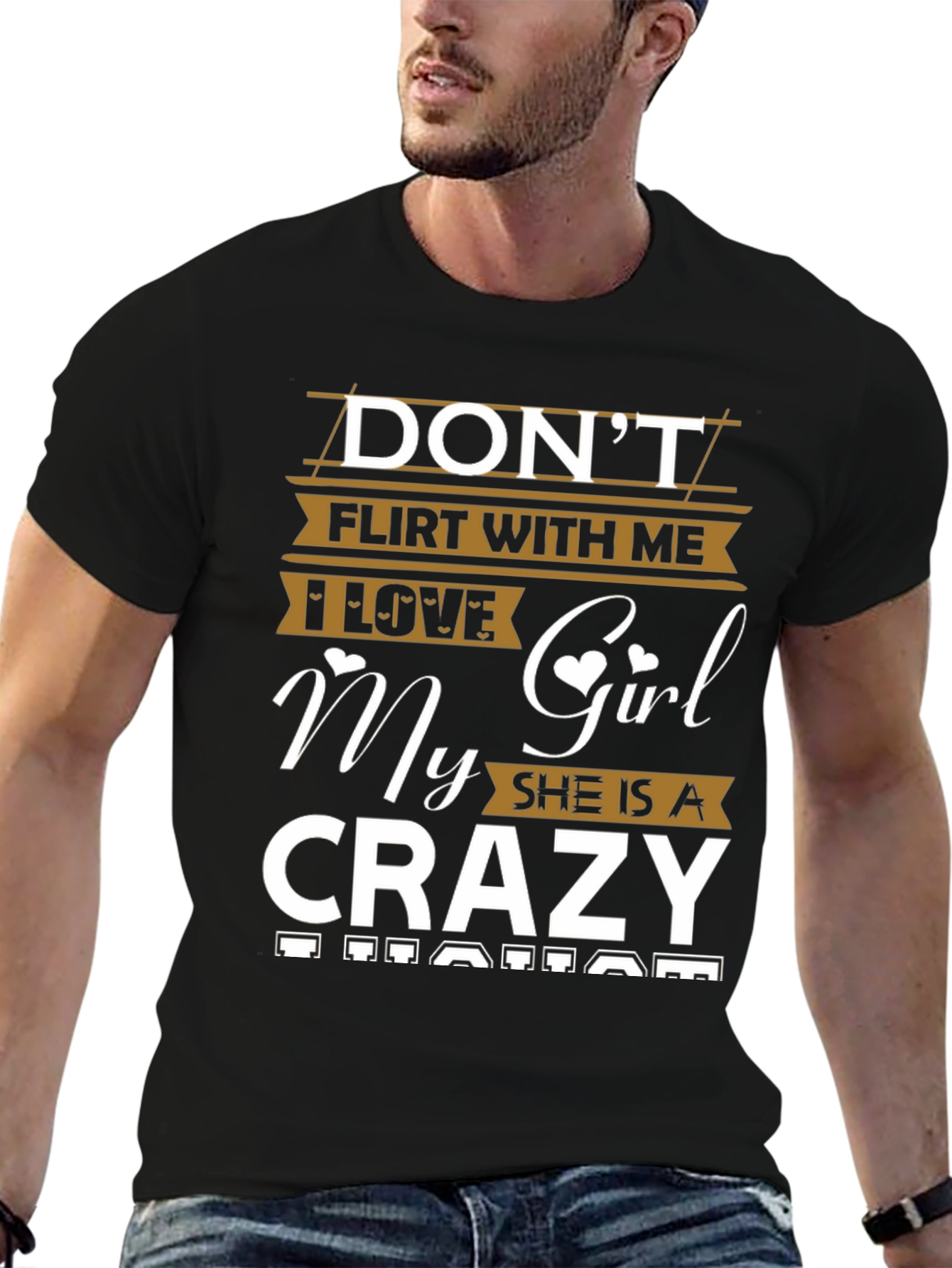 Black Don't Flirt With Me Funny Graphic Tee view 6